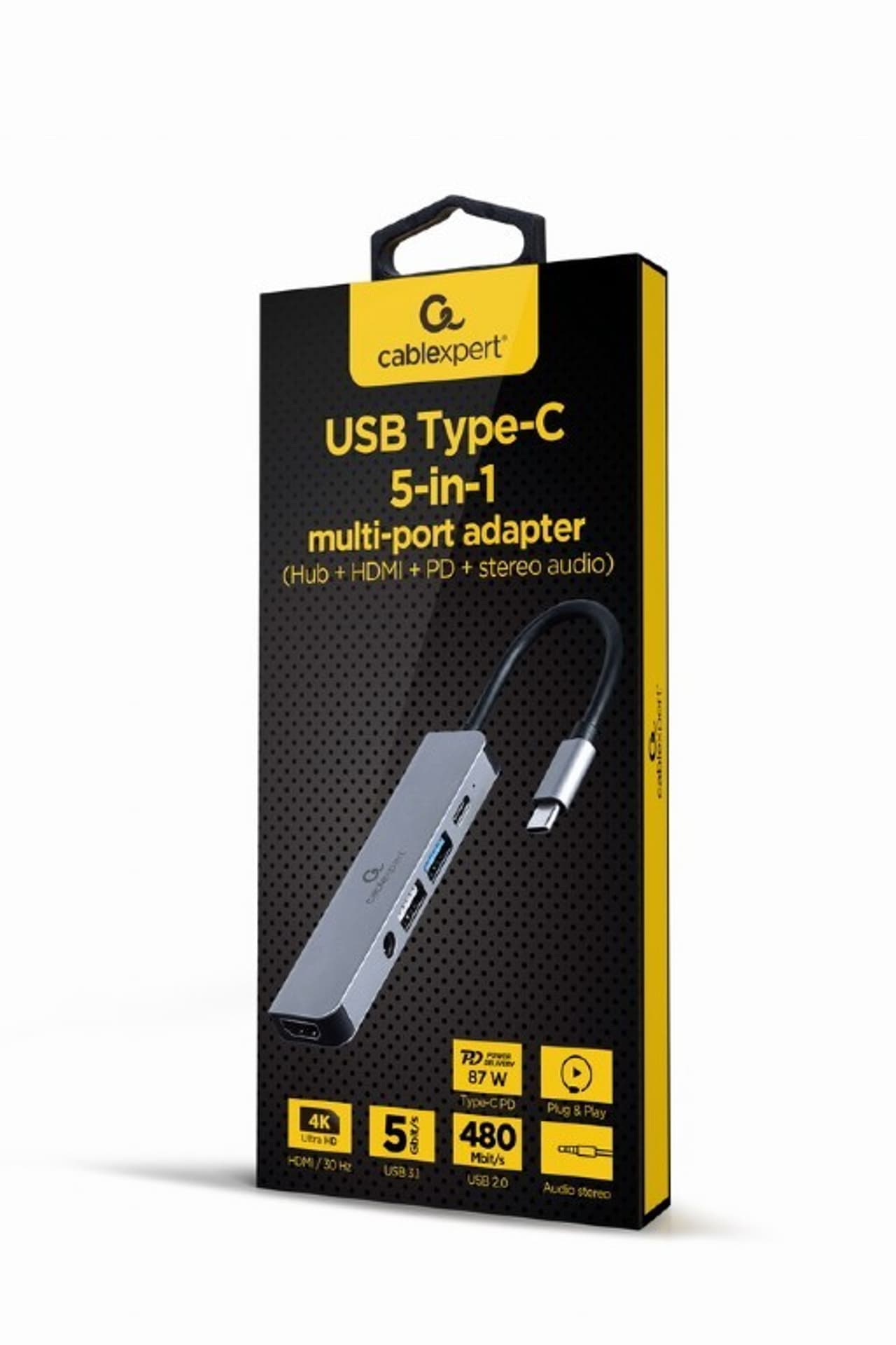 

Adapter USB-C 5w1, PD, HDMI, Audio, USB 3.1, USB 2.0