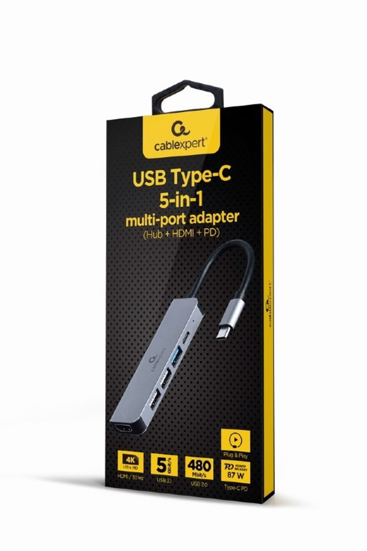 

Adapter wieloportowy USB-C 5w1, PD, HDMI, USB 3.1, USB 2.0x2