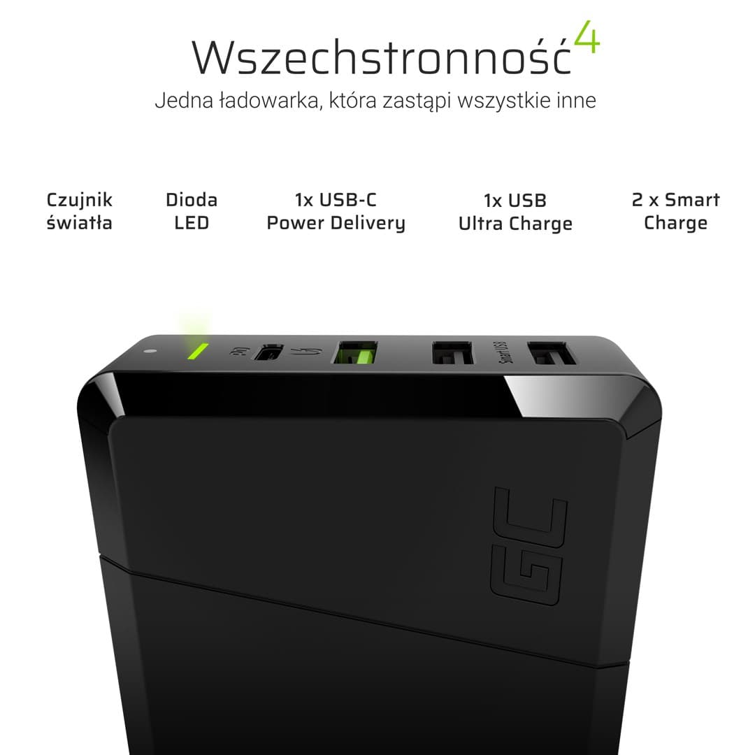 

GREEN CELL ŁADOWARKA SIECIOWA POWER SOURCE 75W 1XUSB-C PD, 3XUSB