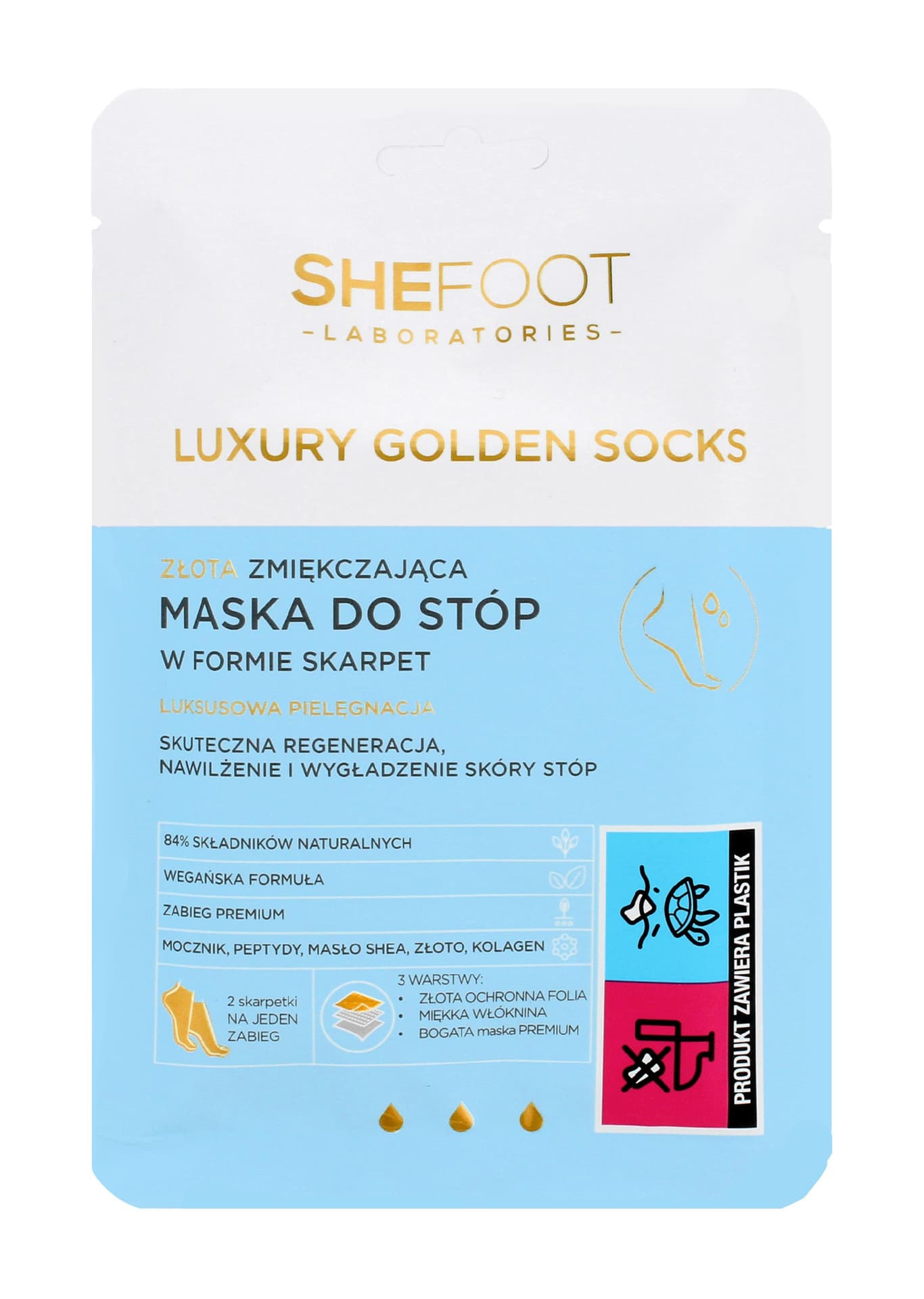 

SheFoot Luxury Golden Socks Złota Zmiękczająca Maska do stóp w formie skarpetek 1op.
