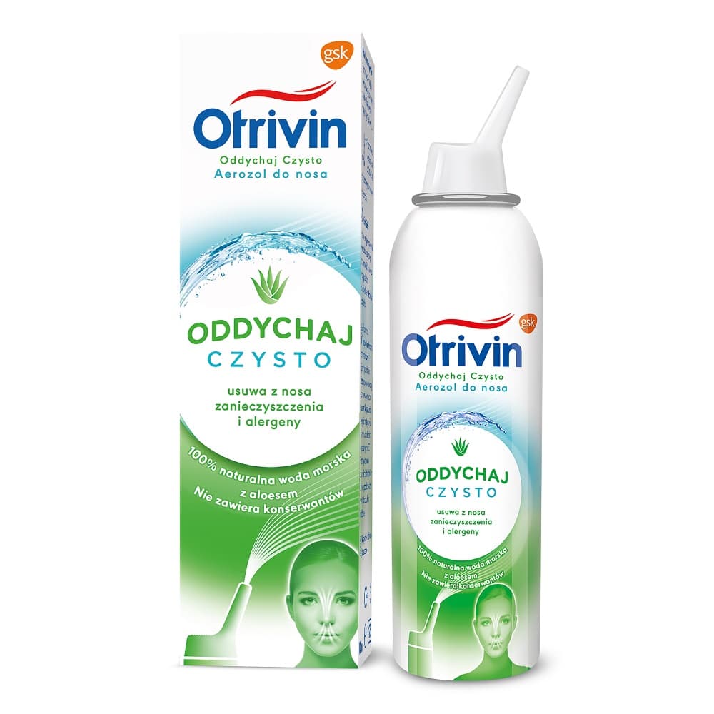 

Otrivin Oddychaj Czysto areozol do nosa dla dorosłych z ekstraktem z aloesu 100ml