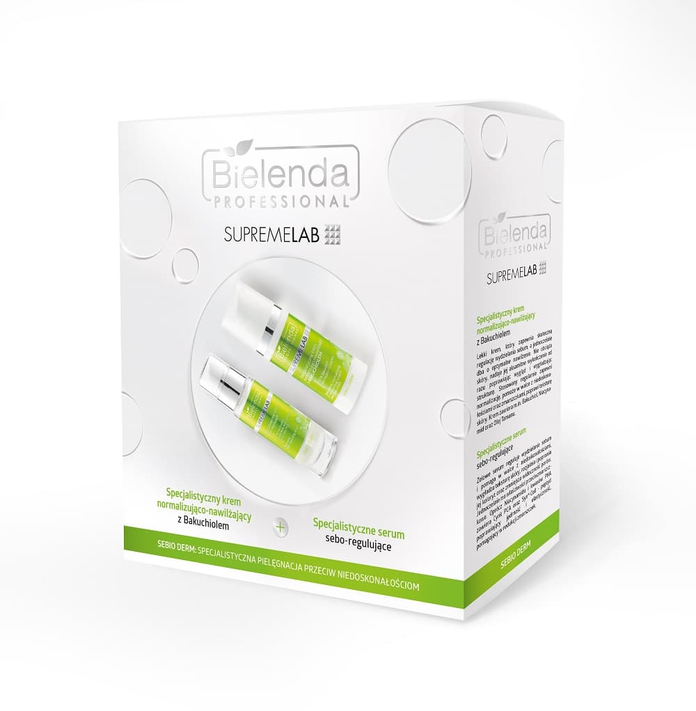 

Bielenda Professional SupremeLab Sebio Derm zestaw specjalistyczny krem normalizująco-nawilżający z bakuchiolem 50ml + specjalistyczne serum sebo-regulujące 30ml