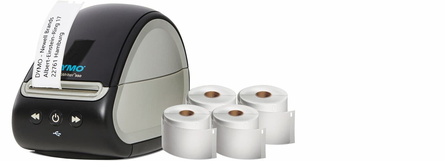 

Dymo- drukarka etykiet LW550 Valuepack (+4rolki LW 2112283, S0722440, S0722540, S0722560)