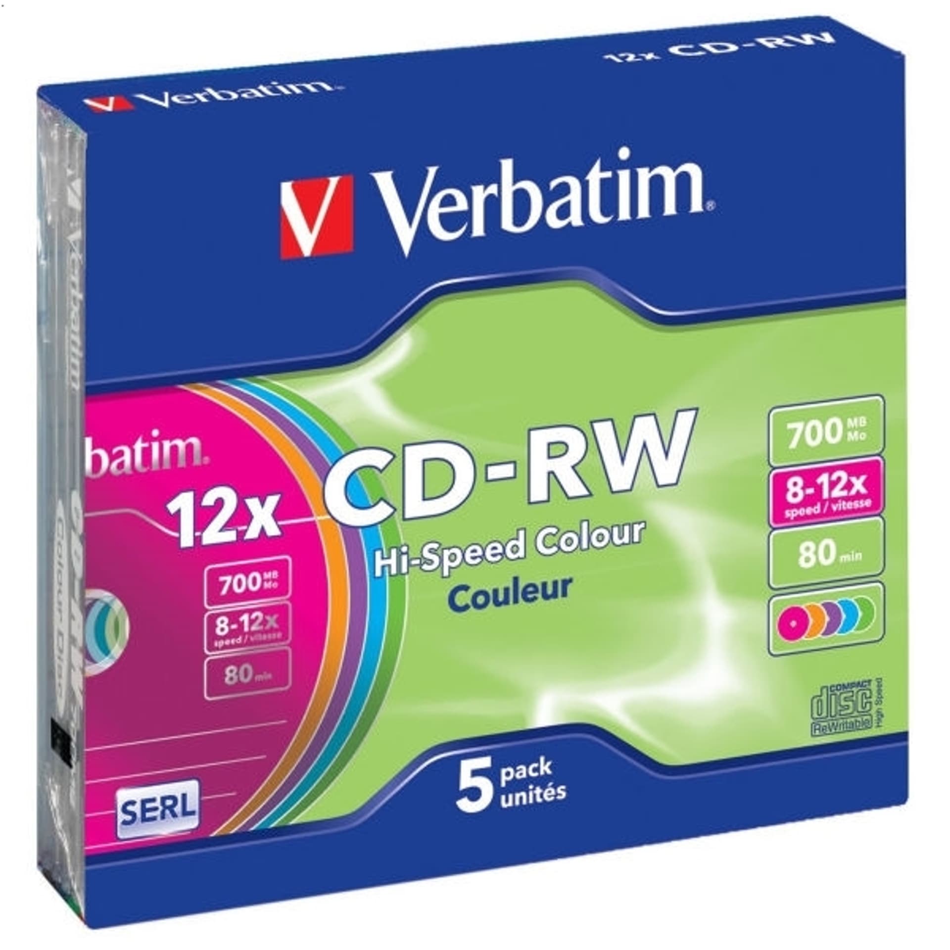 

CD-RW VERBATIM 700 MB 4x Slim 5 szt.