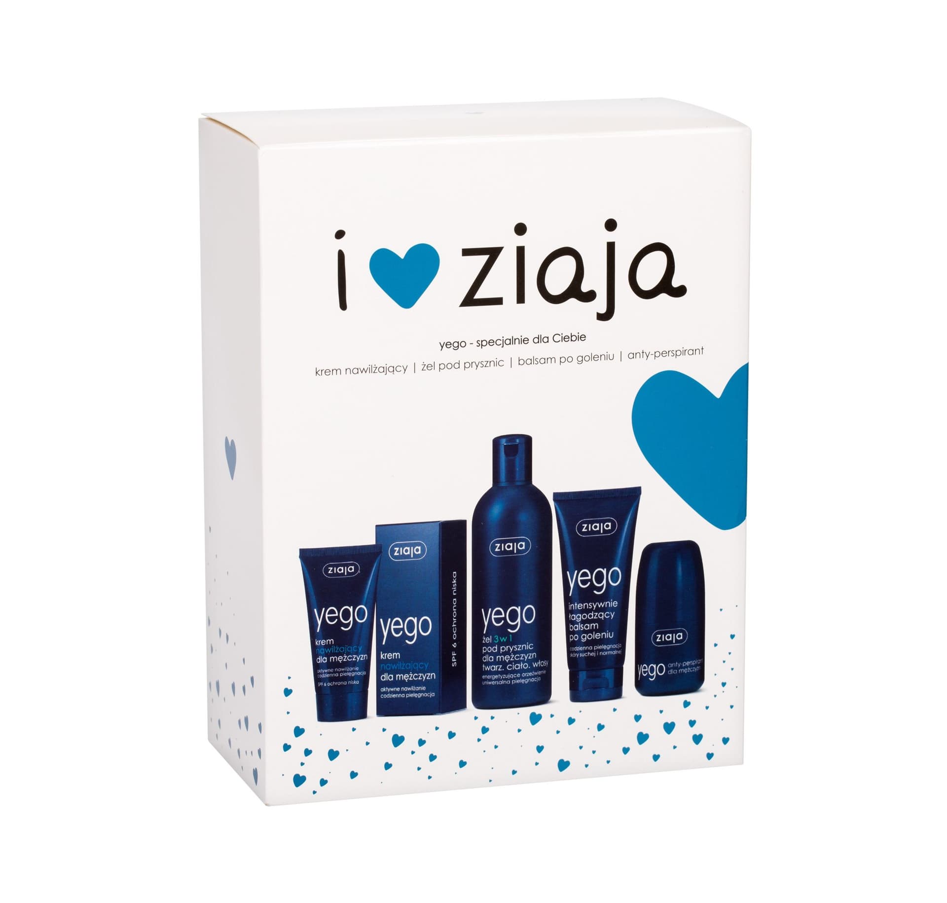 

Ziaja Men Żel pod prysznic 300ml Żel pod prysznic 3w1 300ml + Nawilżający krem SPF6 50ml + Balsam po goleniu 75ml + Antyperspirant 60ml (M)