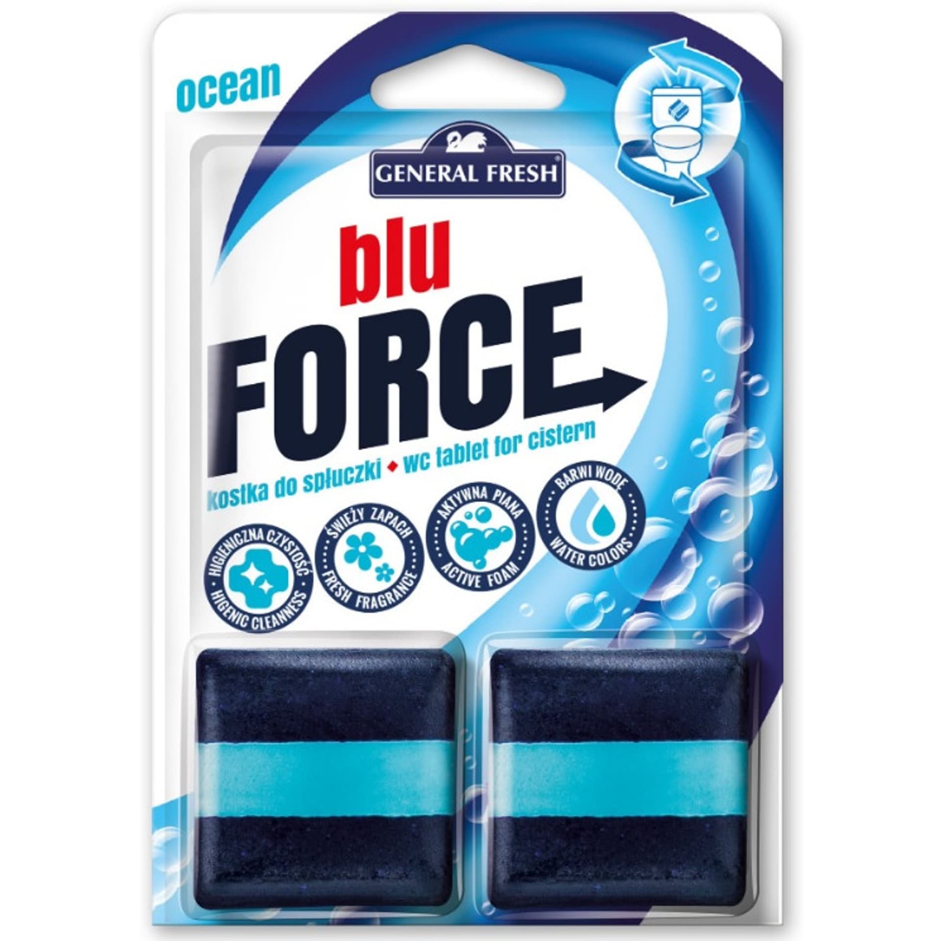 

Kostka do WC BLU FORCE do spłuczki 50g morze (2 sztuki) GENERAL FRESH, 2 sztuki) general fres