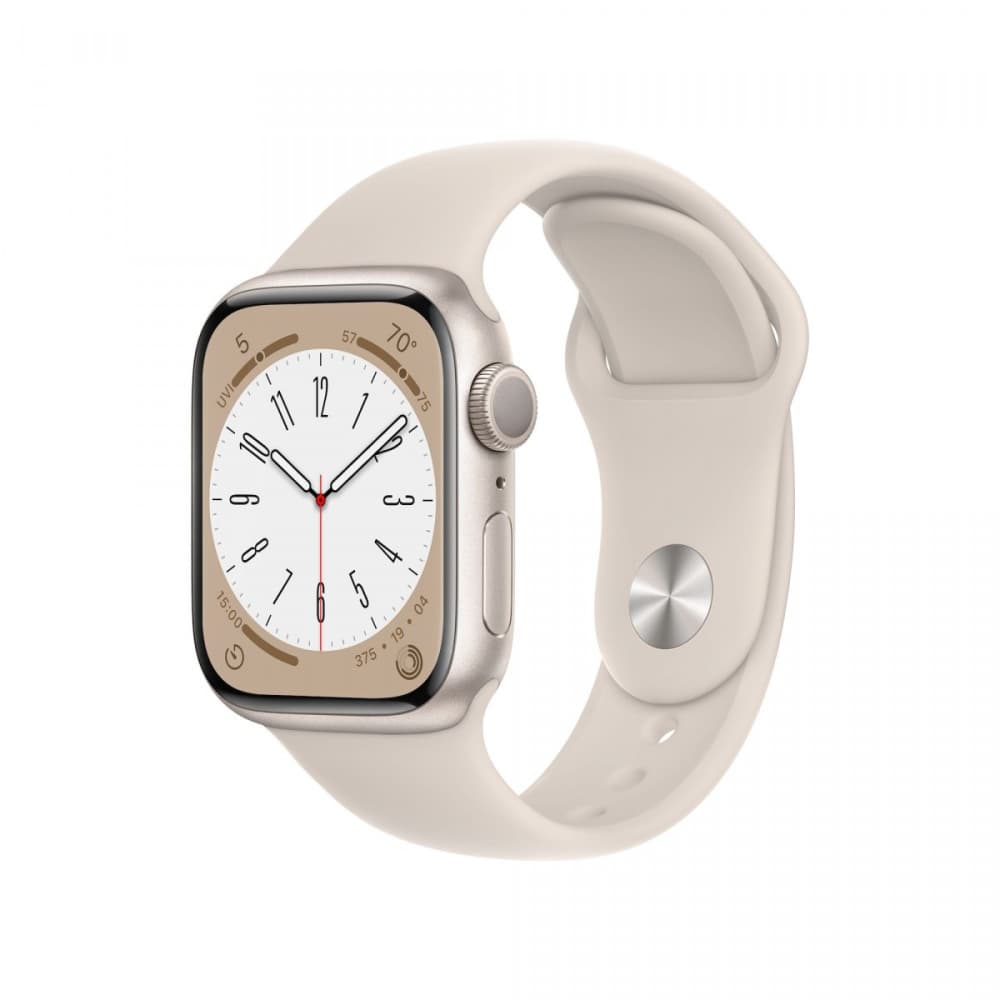 

Watch Series 8 GPS Koperta 41 mm w kolorze ksieżycowej poświaty z paskiem sportowym w kolorze księżycowej poświaty APPLE watchOS Księżycowa poświata