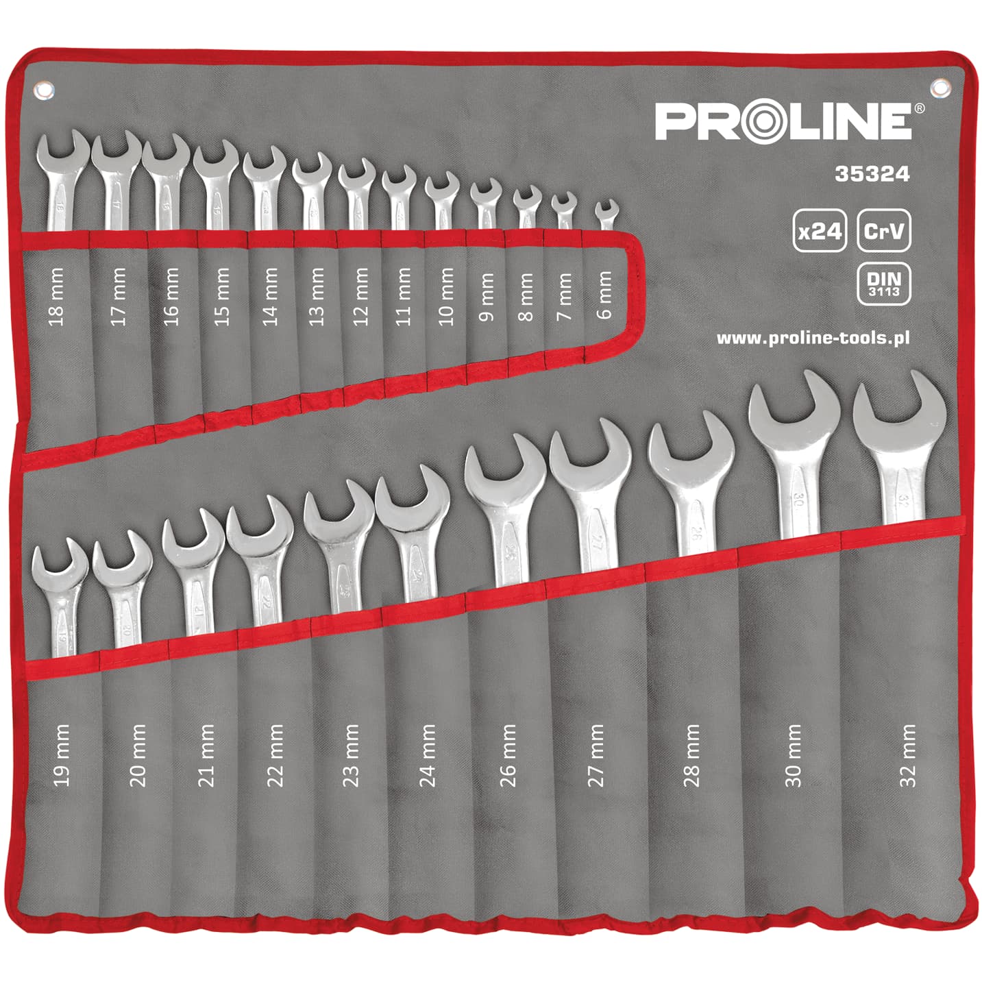 

Klucze oczkowo-płaskie szt.24 (6-32mm), din 3113, cv,proline, 6-32mm)/din 3113/cv/prolin