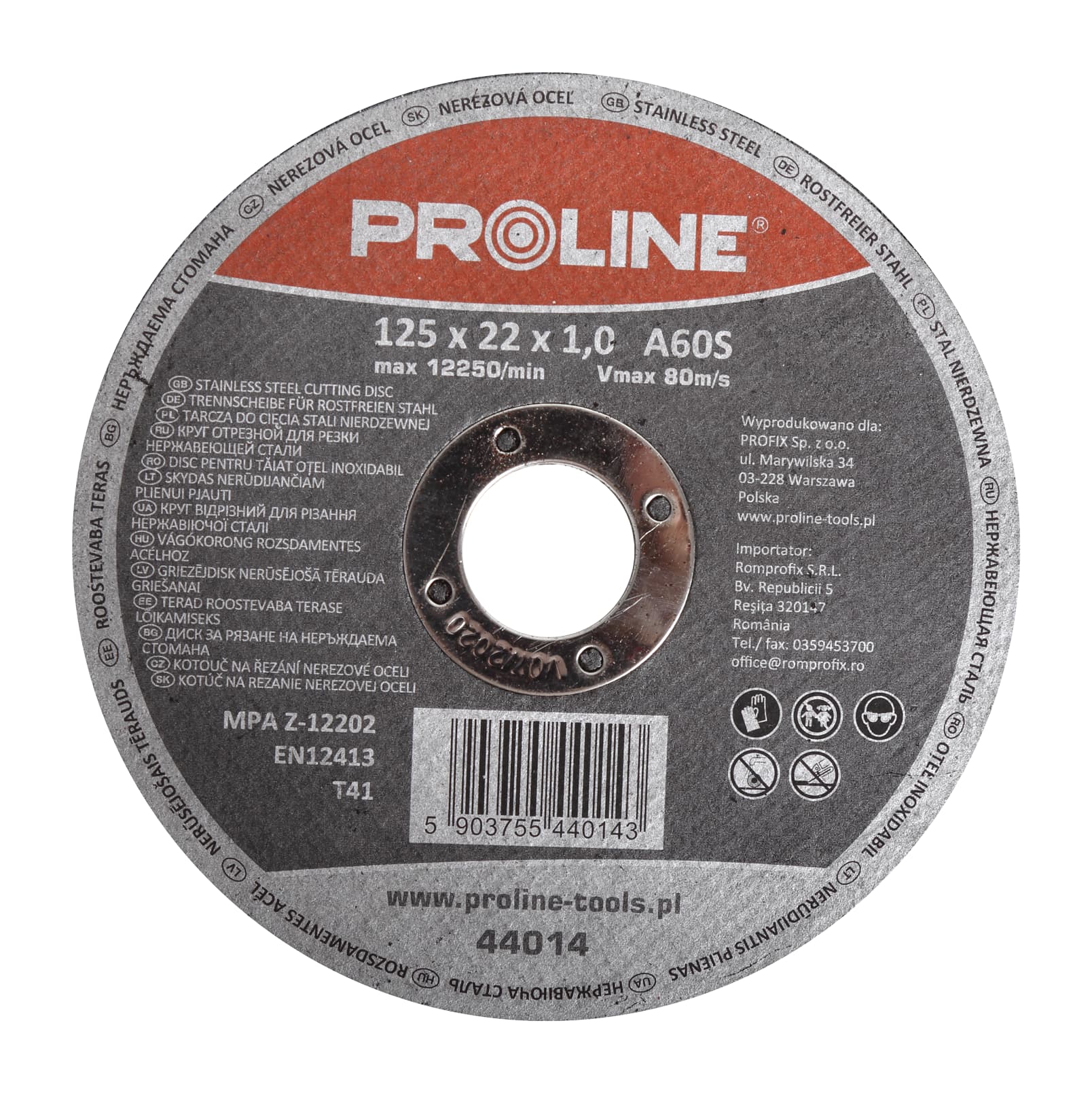 

TARCZA DO CIĘCIA STALI KWAS. T41, 125X1.0X22A60S PROLINE