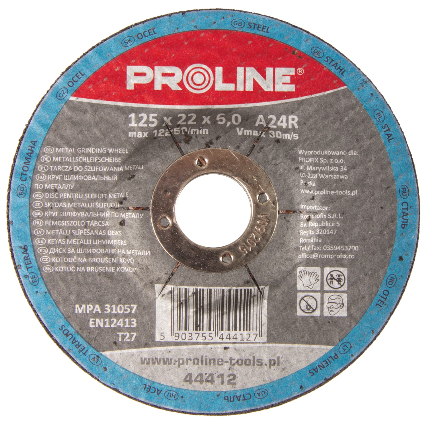 

TARCZA DO SZLIFOWANIA METALU, T27, 230x6.0x22A24R PROLINE