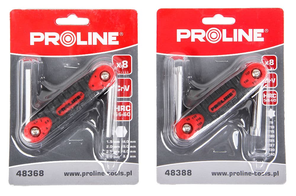 

48368 Klucze imbusowe hex CrV zestaw 8 elementów, 1.5-8mm, Proline