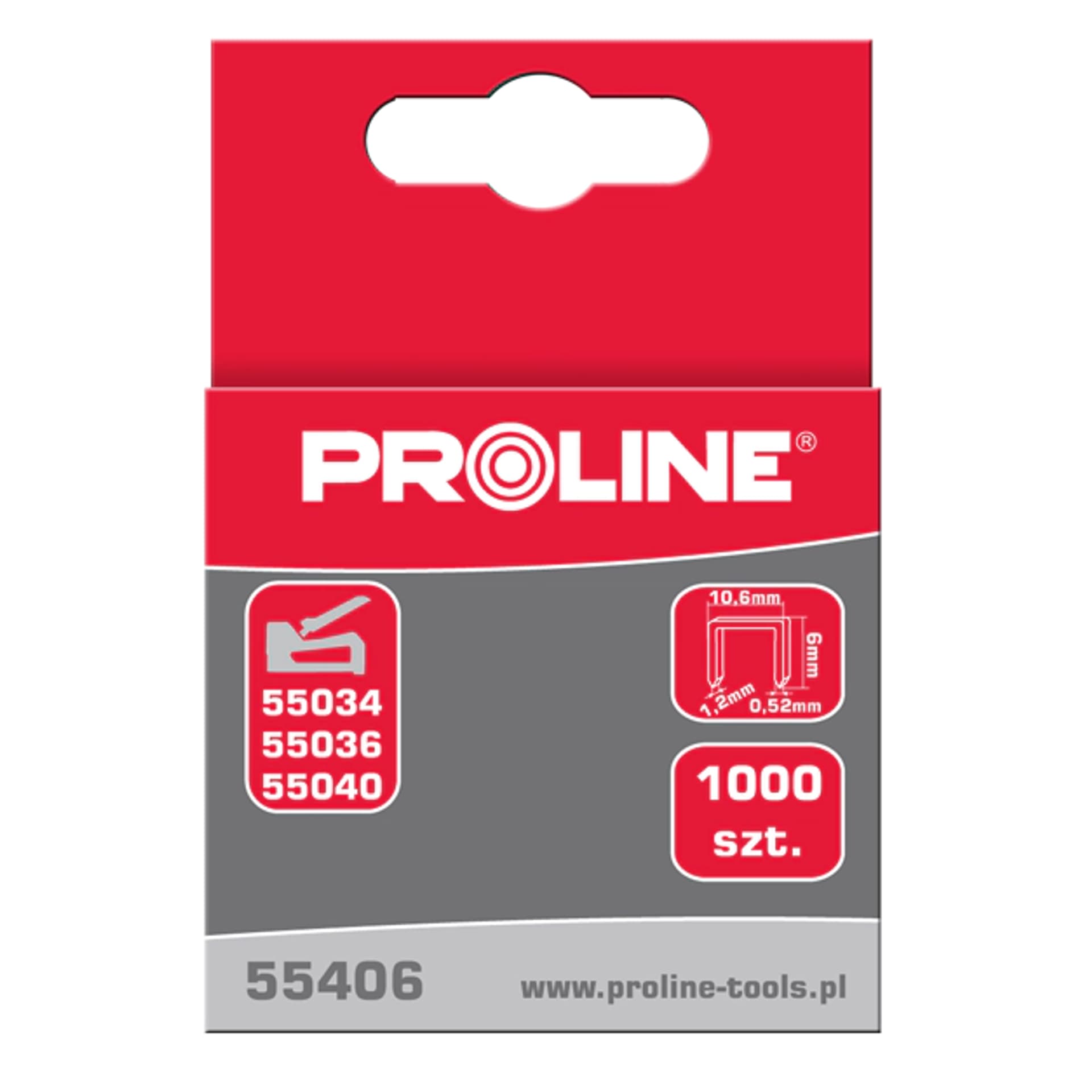 

55410 Zszywki hartowane typ G prostokątne, L=10mm, Proline