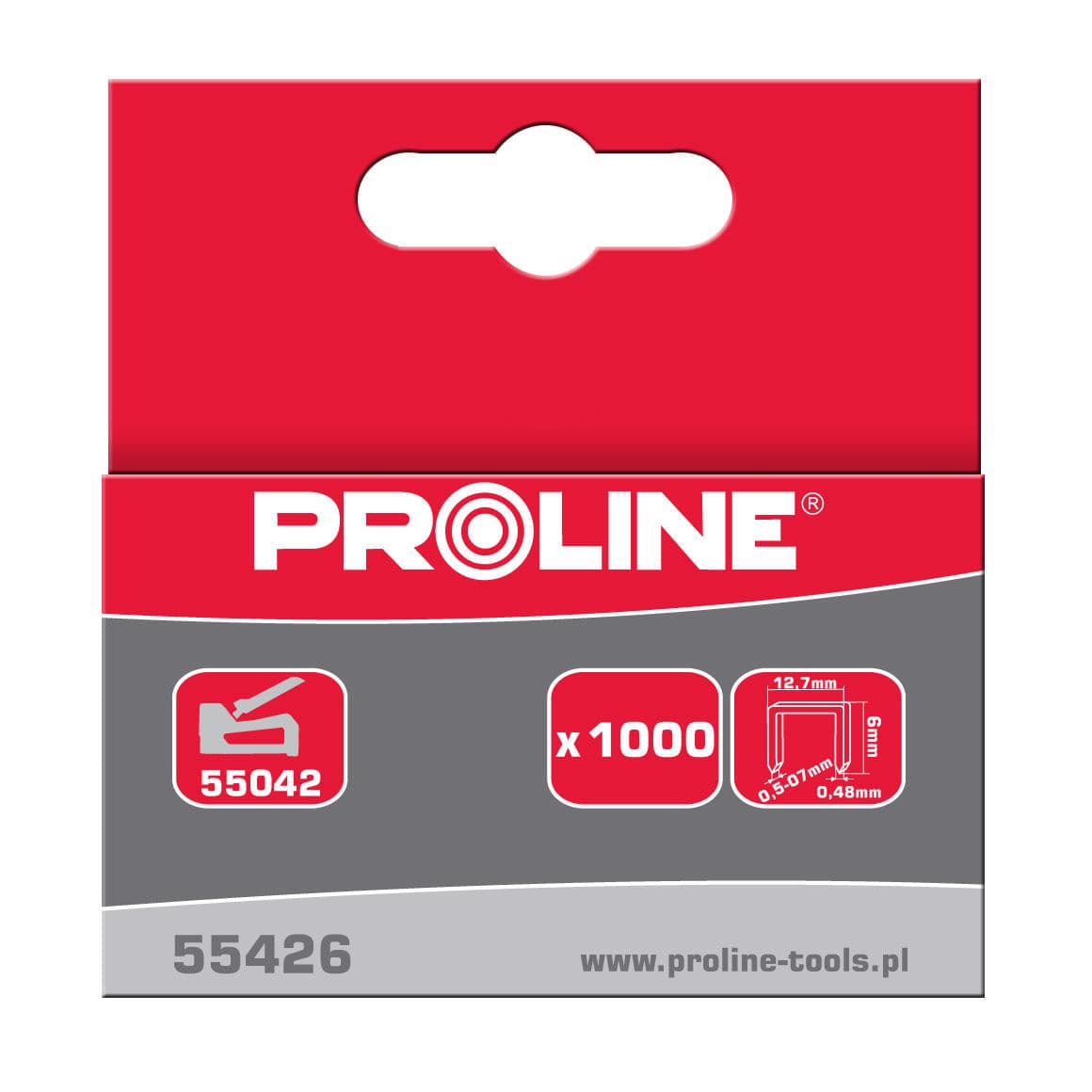 

55426 Zszywki hartowane typ R prostokątne, L=6mm, Proline