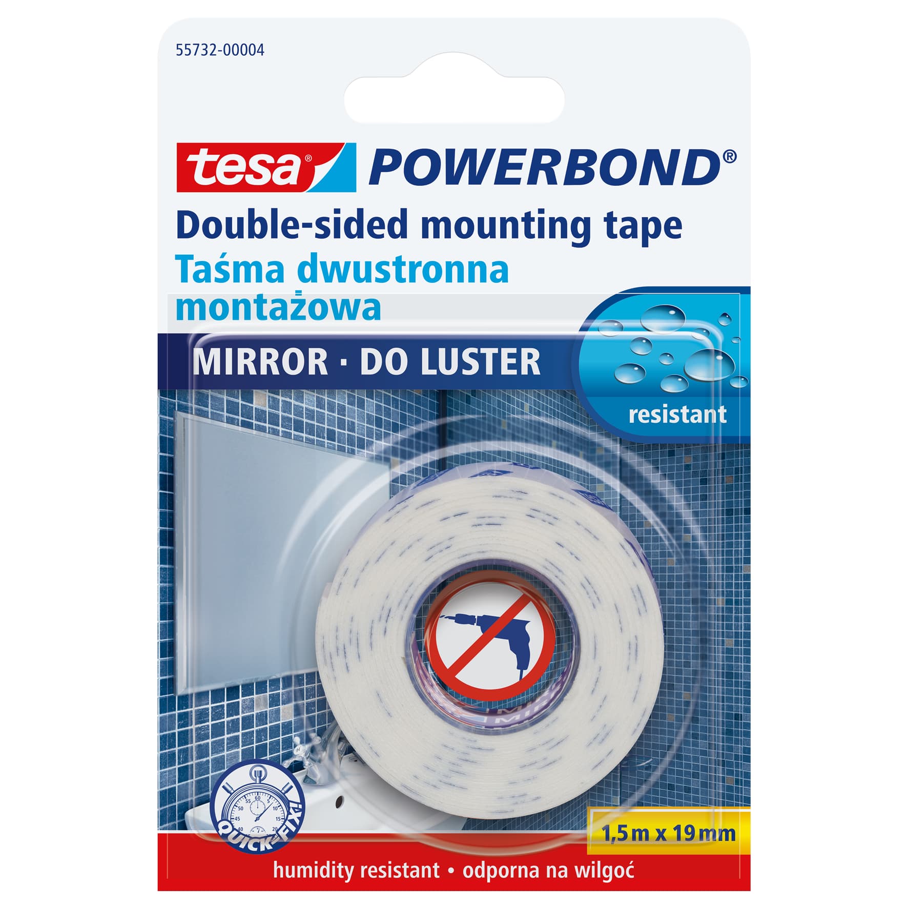 

Taśma montażowa powerbond szer.19mm dł.1,5m do luster