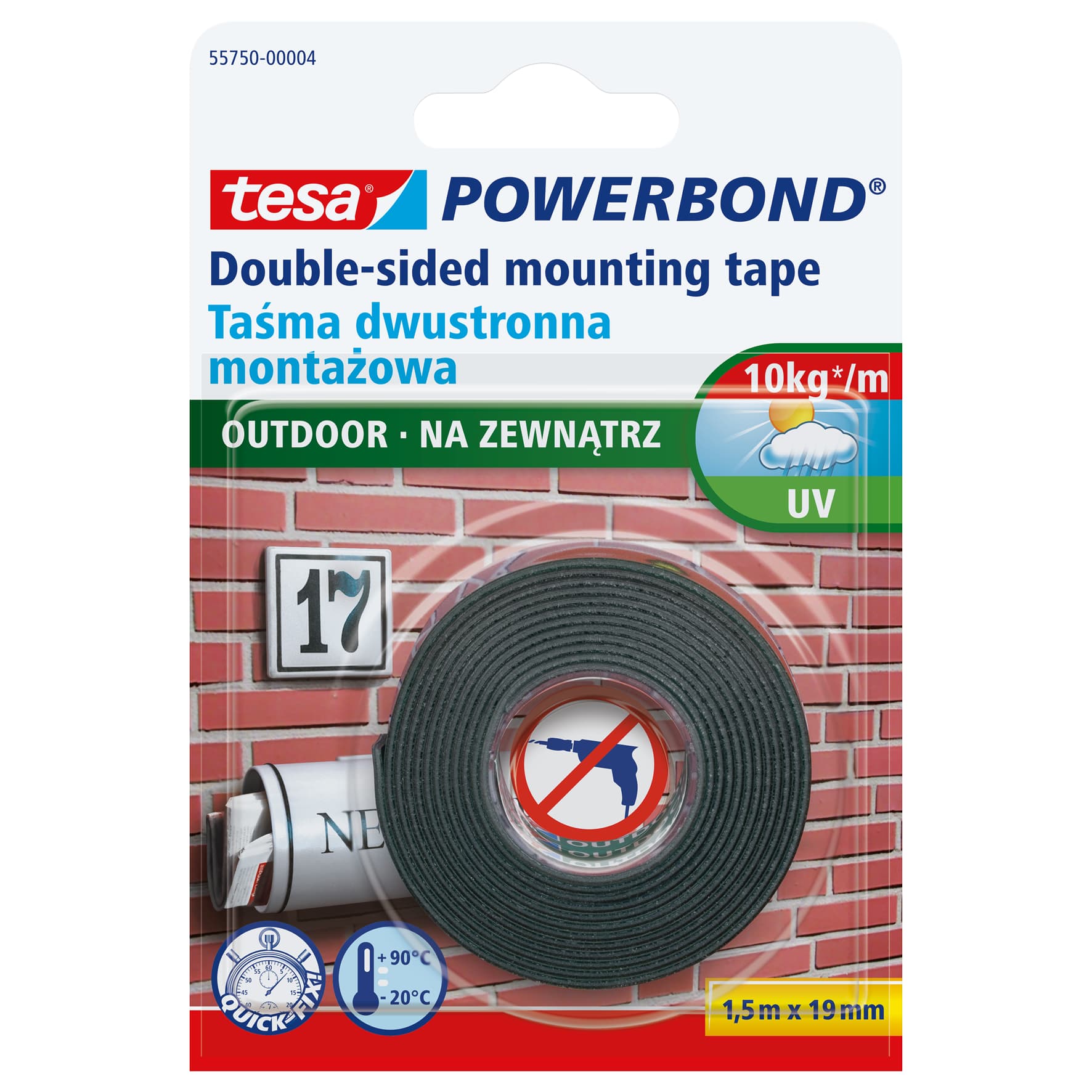 

Taśma montażowa powerbond na zew.1,5m:19mm (do 1kg na 10cm)
