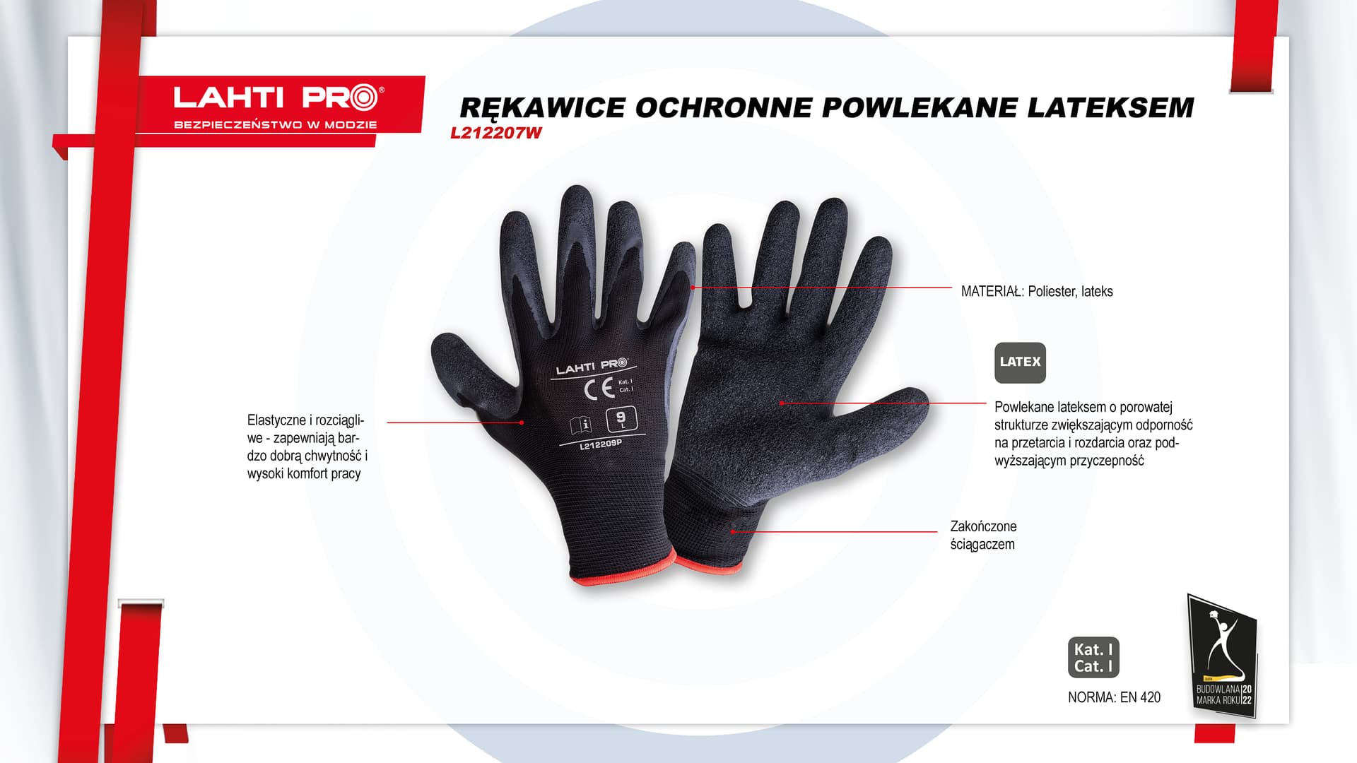 

Rękawice lateks czarne l212207p, 12 par, "7", ce, lahti