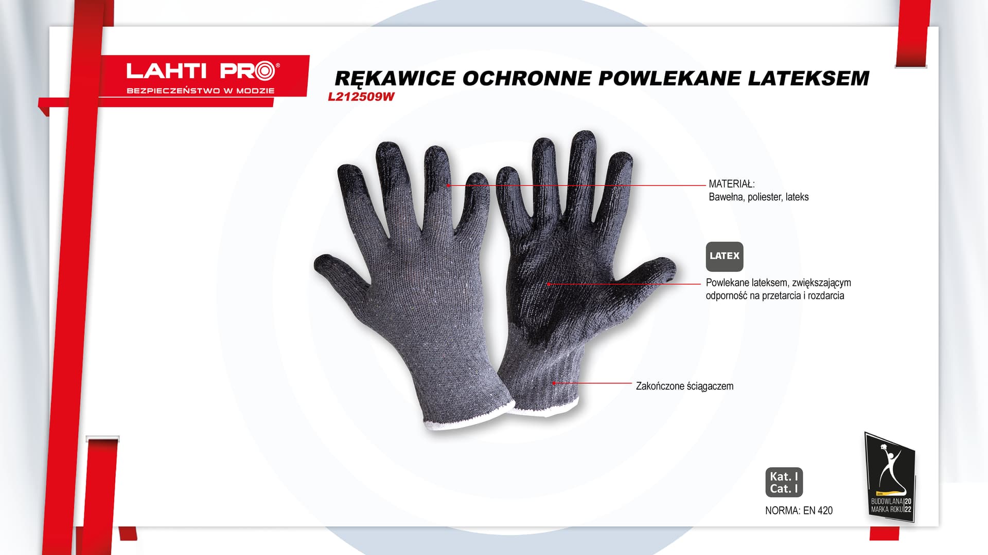 

Rękawice lateks szaro-czarne l212509p, 12 par, "9",ce, lahti