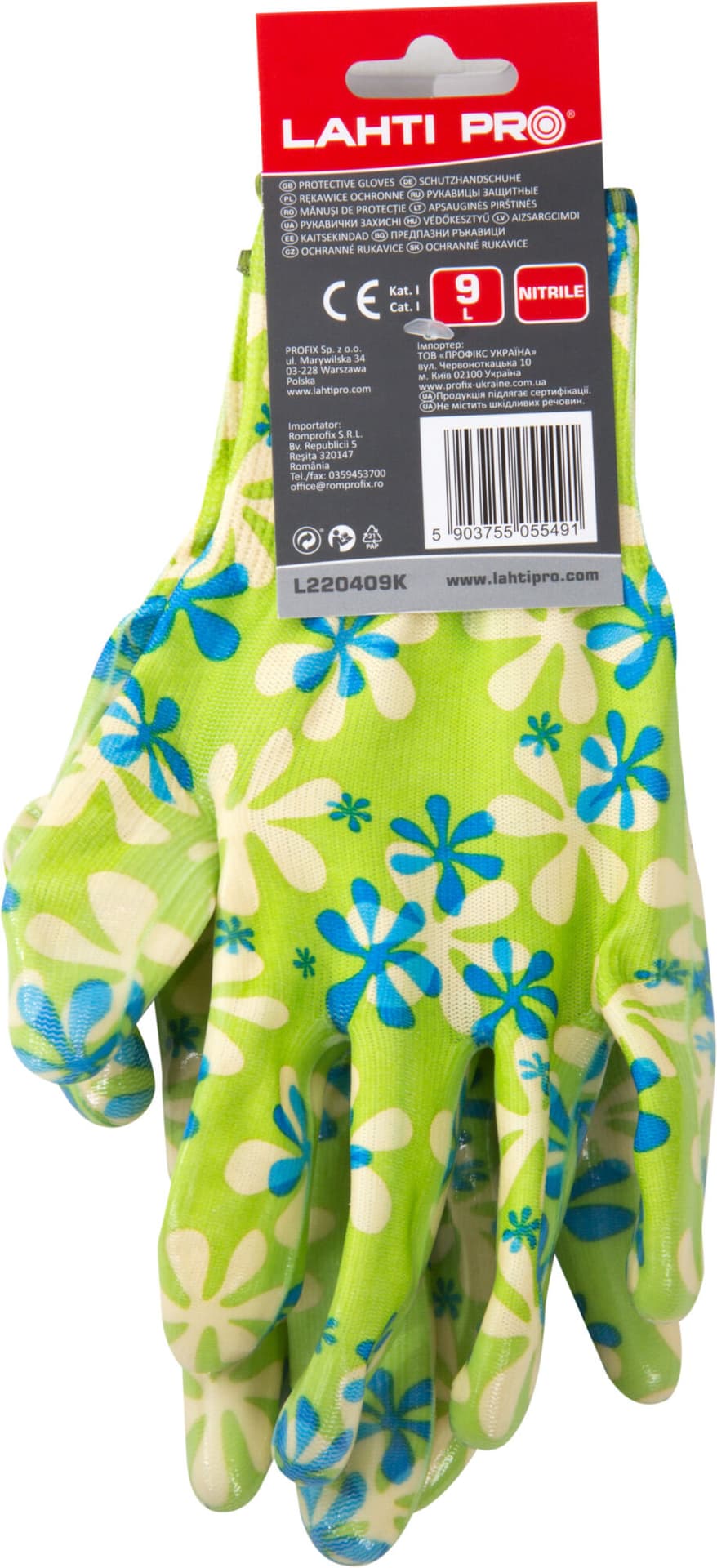 

L220408K Rękawice nitrylowe, zielone, karta, "8", CE, LahtiPro