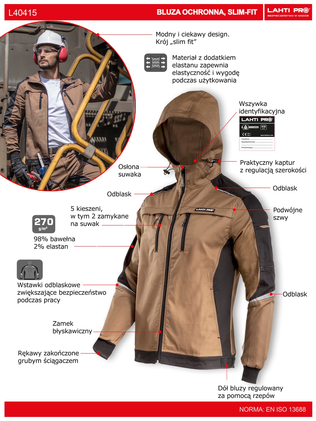 

Bluza brązowo-czarna, "xl", ce, lahti