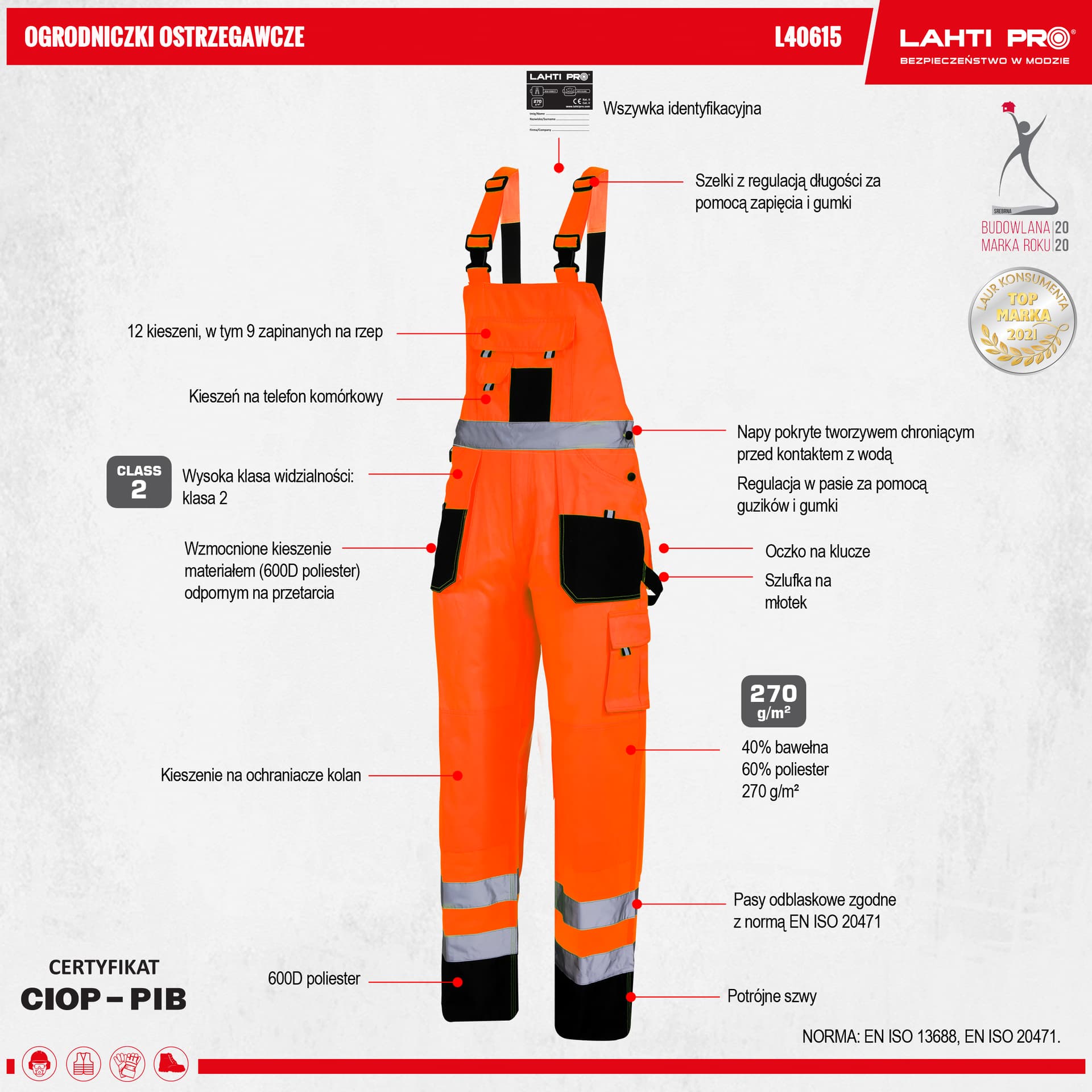 

OGRODNICZKI OSTRZEGAWCZE CZARNO-POMAR., "2XL", CE, LAHTI