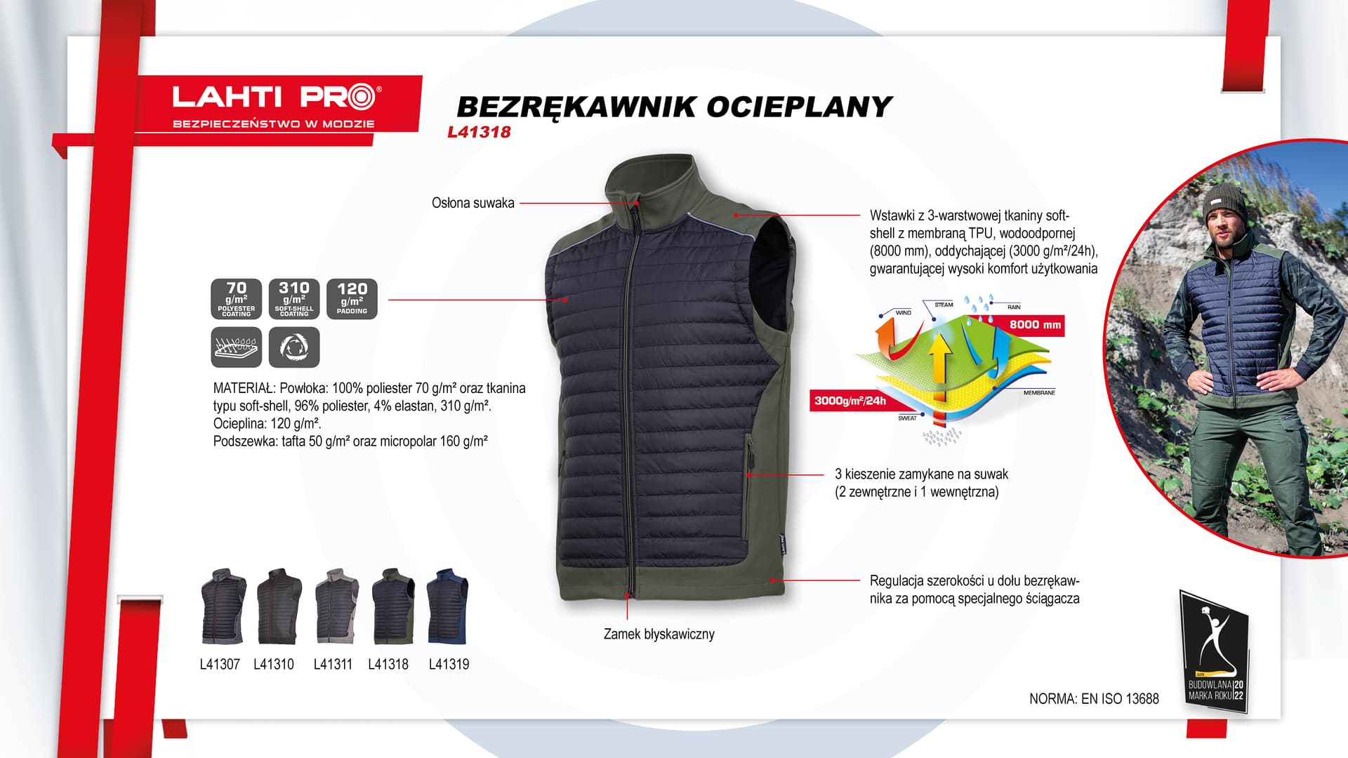 

Bezrękawnik ocieplany czar.-ziel., "xl", ce, lahti