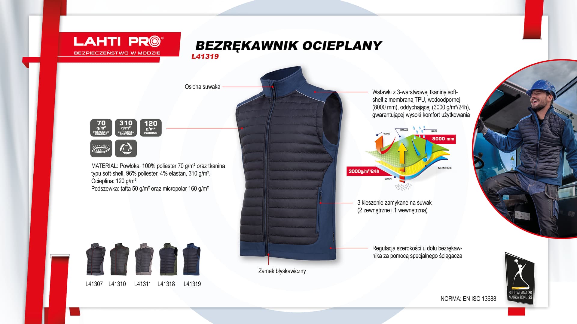 

Bezrękawnik ocieplany czar.-granat., "2xl", ce, lahti
