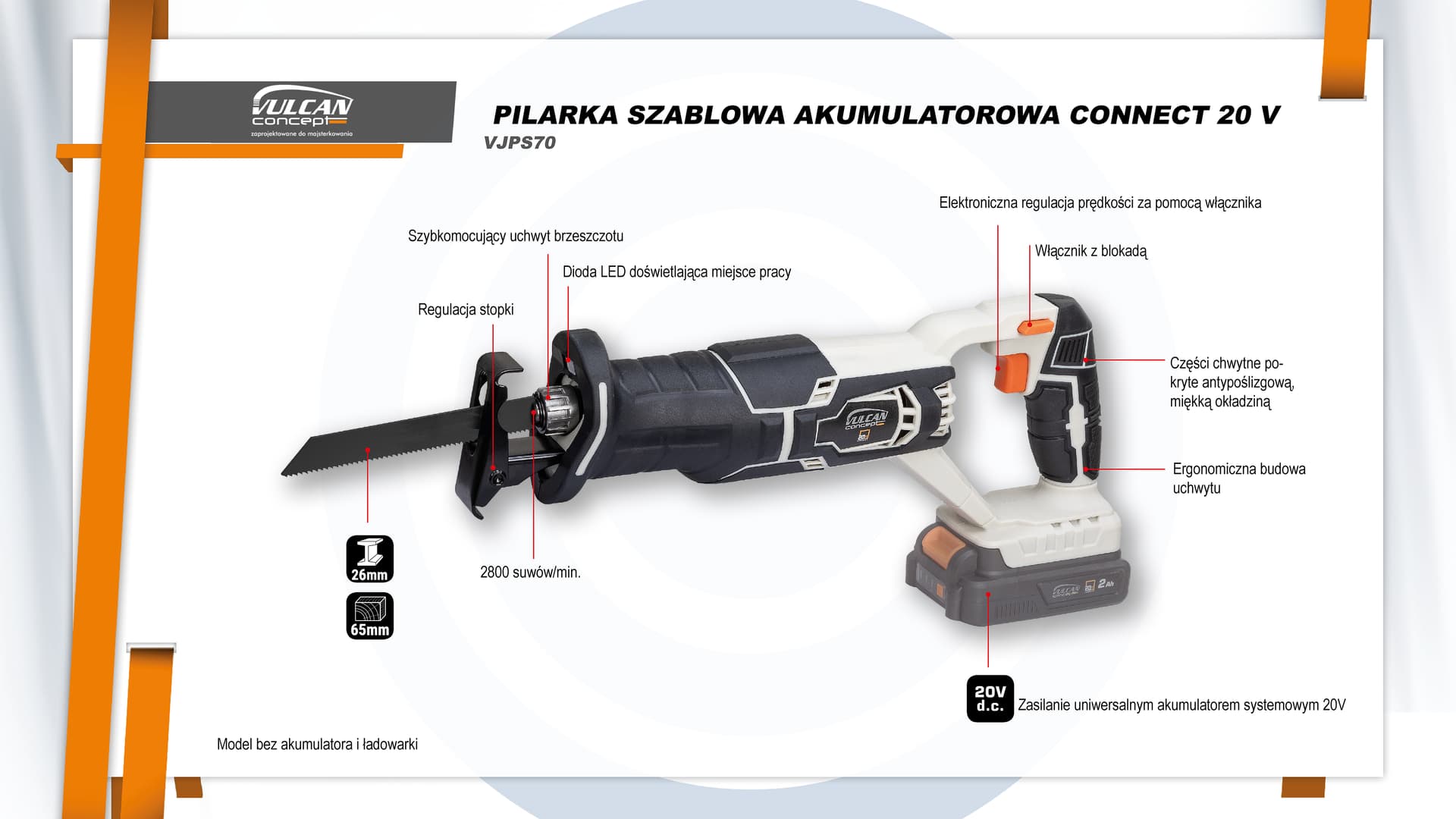 

Pilarka szablowa, bez aku/ład. connect 20v