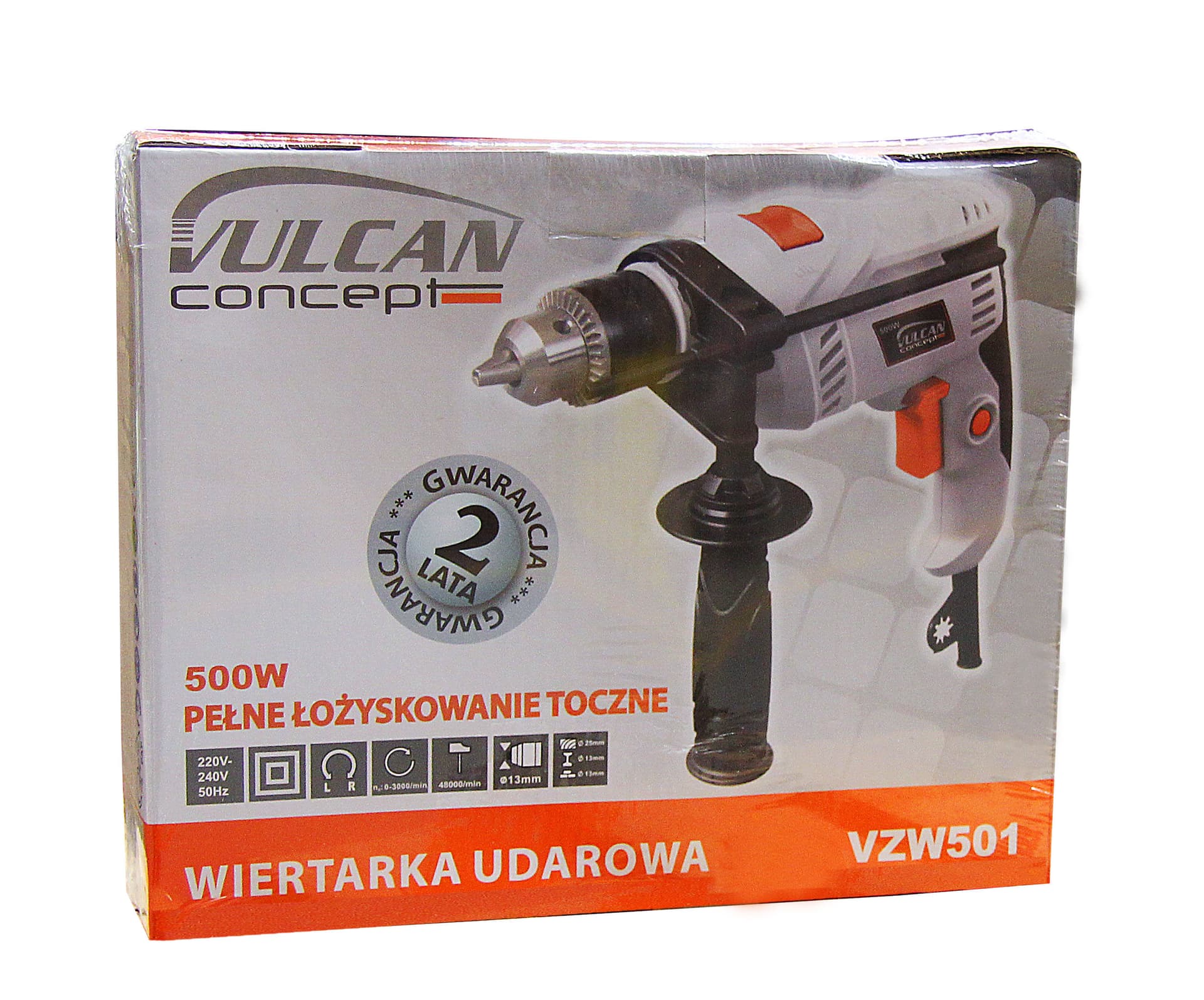 

VZW601 Wiertarka udarowa 600W, uchwyt, kluczykowy 13mm, 0-3000 rpm, Concept