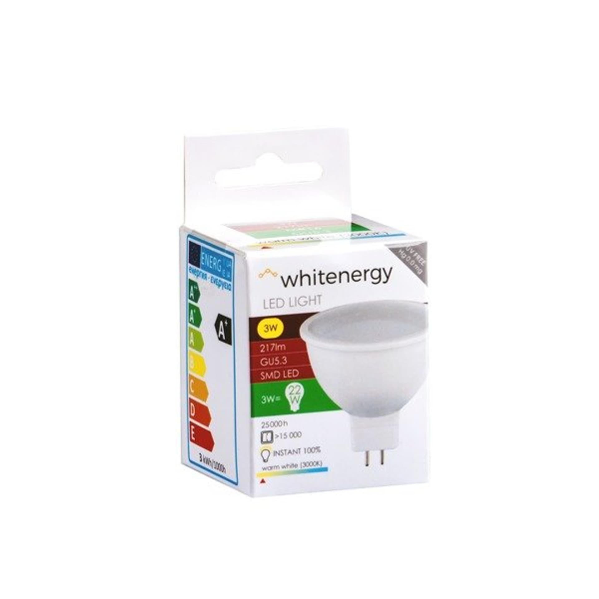 

Whitenergy Żarówka LED MR16 GU5.3 3W 217lm Ciepła biała Mleczna