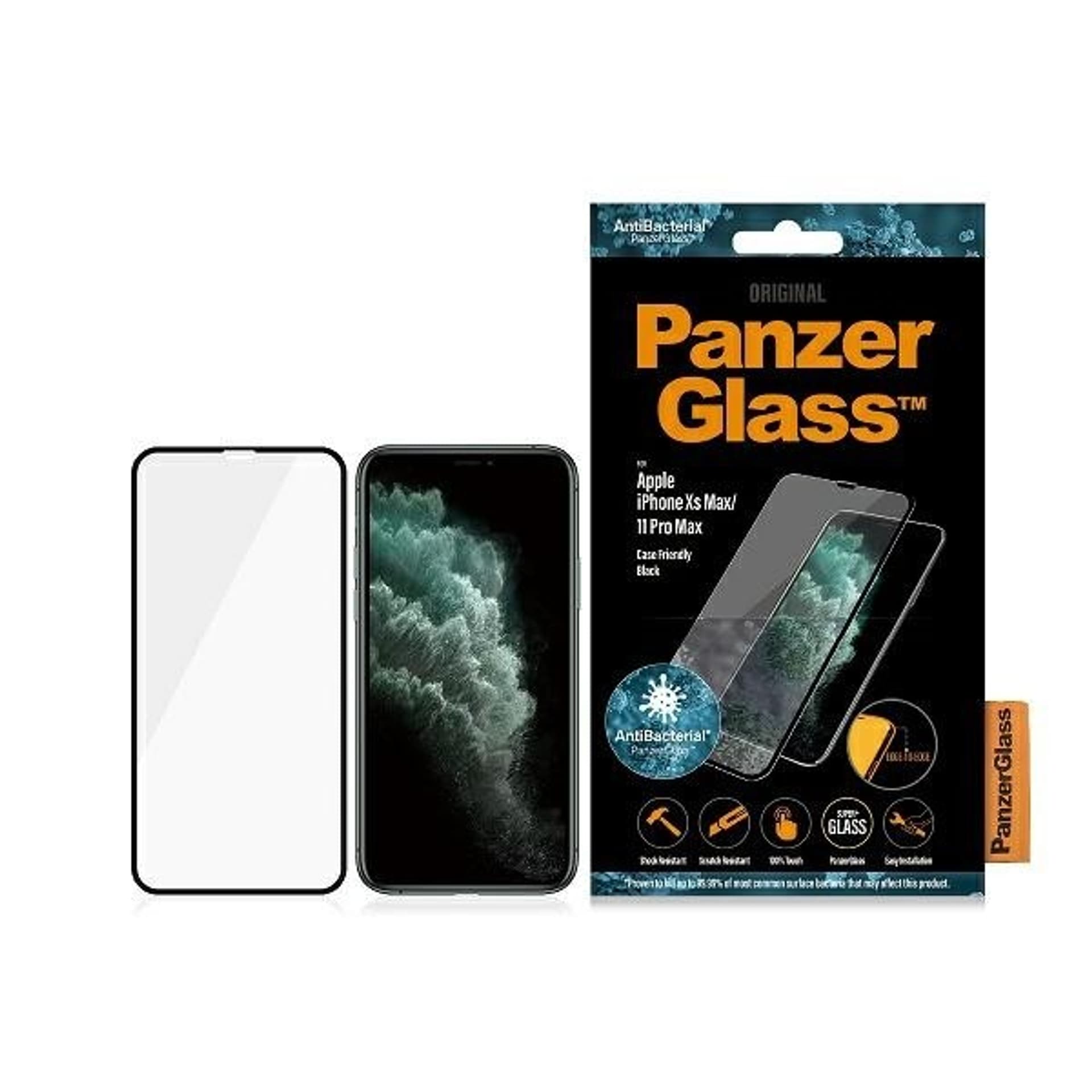 

Szkło ochronne E2E Super+ iPhone Xs Max/11 Pro Max Case Friendly AntiBacterial