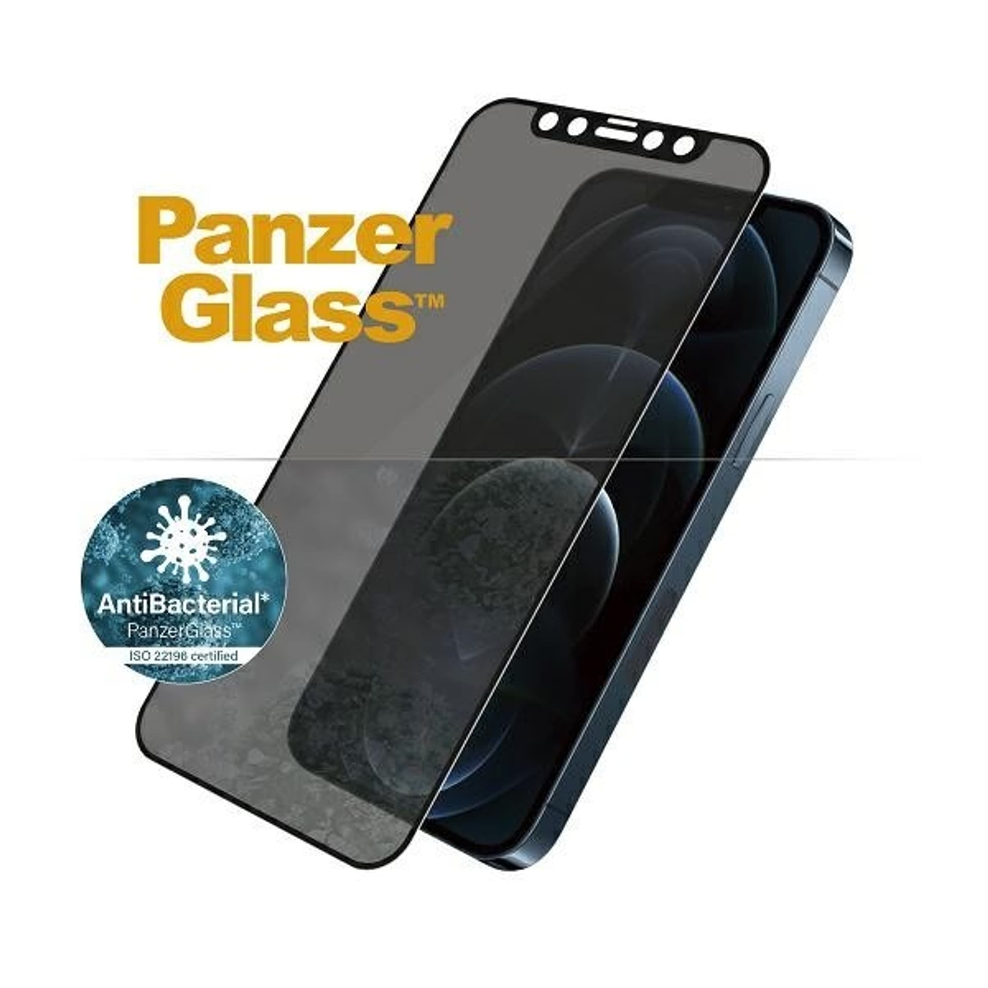 

PanzerGlass E2E Super+ iPhone 12 Pro Max Case Friendly AntiBacterial Microfracture Privacy czarny/black