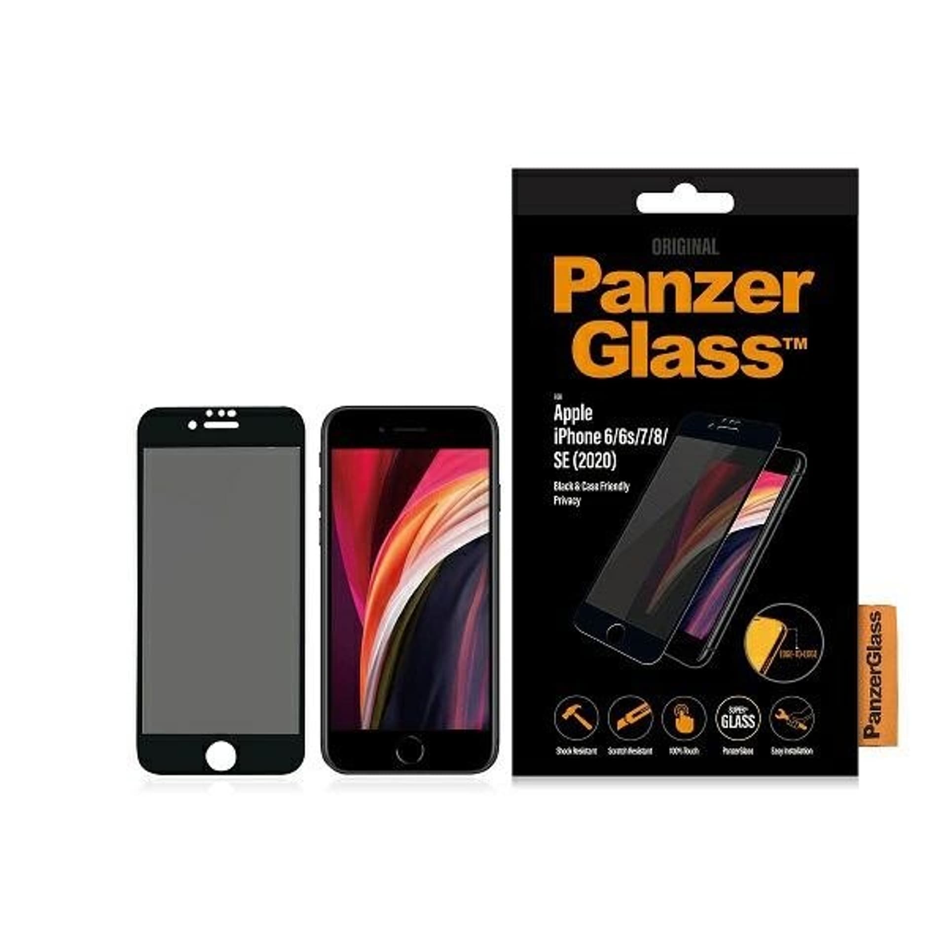 

PanzerGlass E2E Super+ iPhone 6/6s/7/8 /SE 2020 / SE 2022 Case Friendly Privacy czarny/black