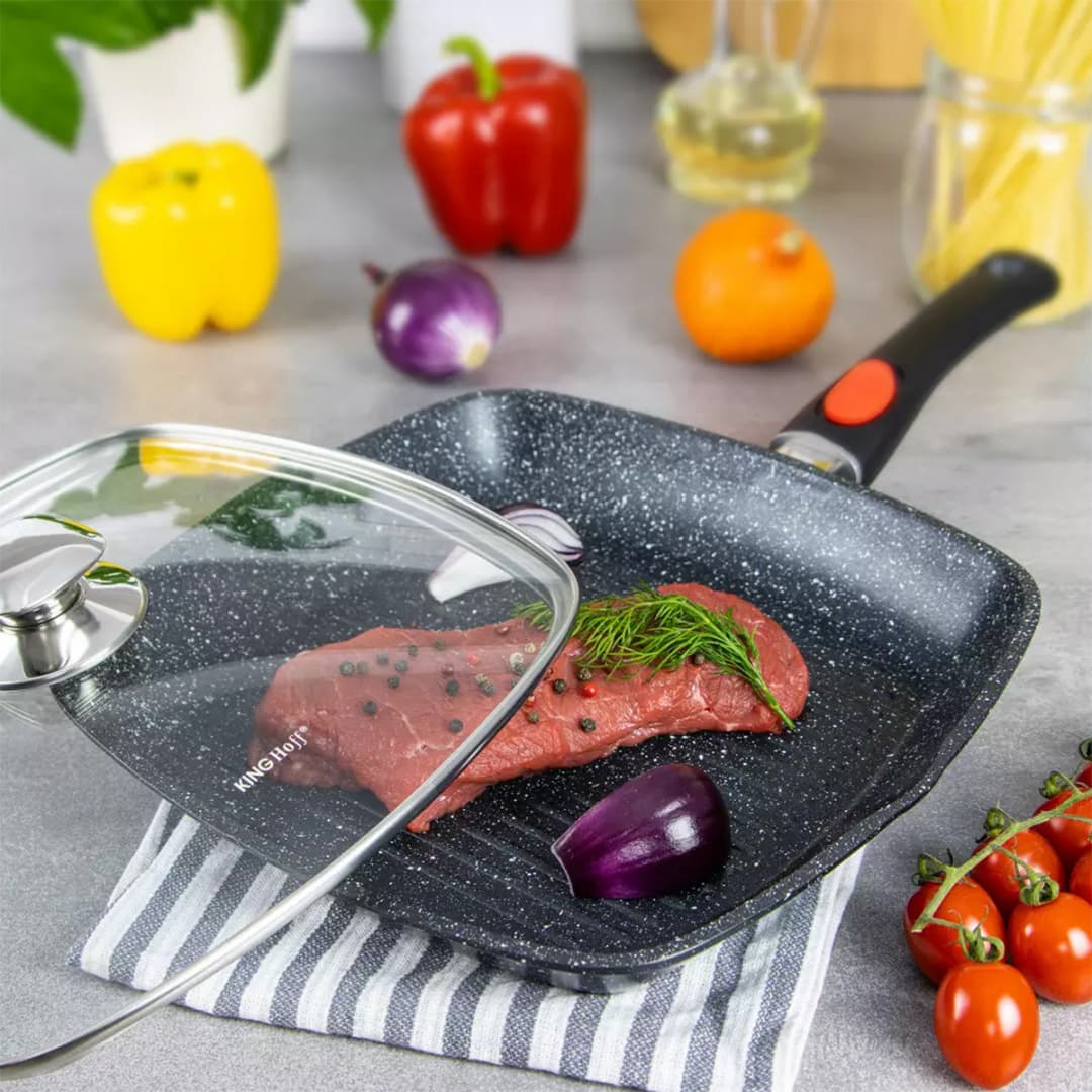 

GRILLOWA PATELNIA GRANITOWA 28cm KINGHOFF KH-1511 ODPINANY UCHWYT