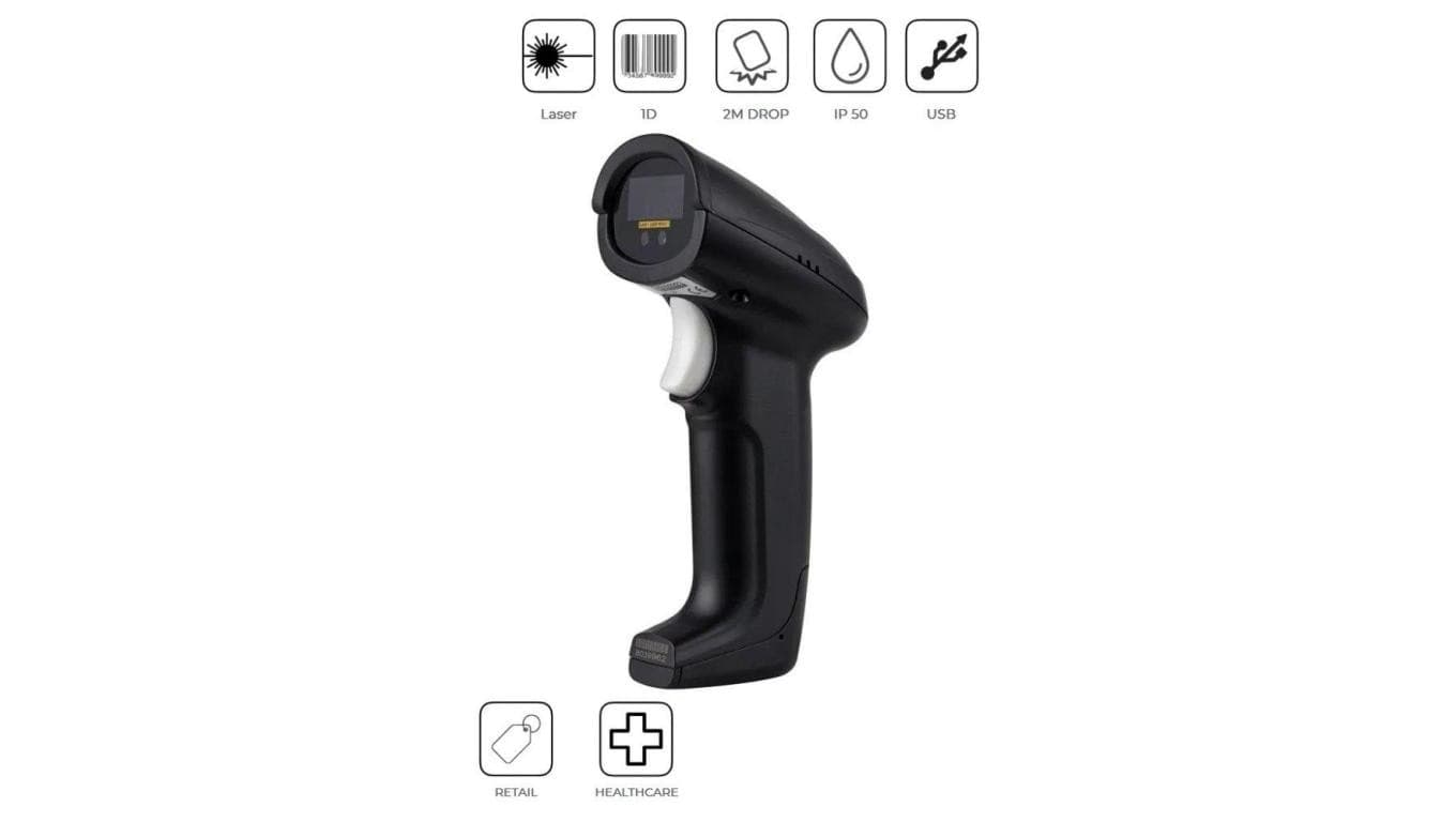 

Czytnik Kodów Kreskowych USB 1D Laserowy Kaptur KP1102
