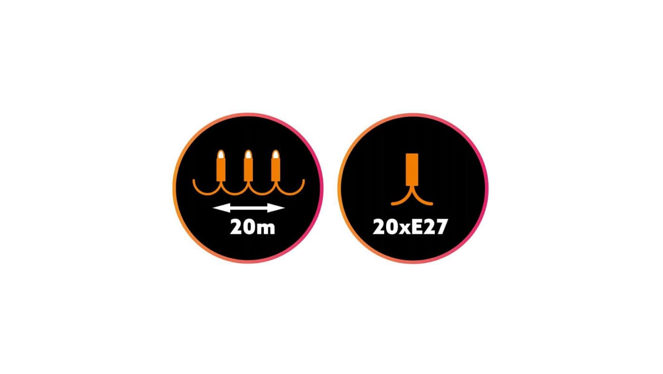 

Girlanda Oświetleniowa 20m 230V 20 x E27 MIMOSA