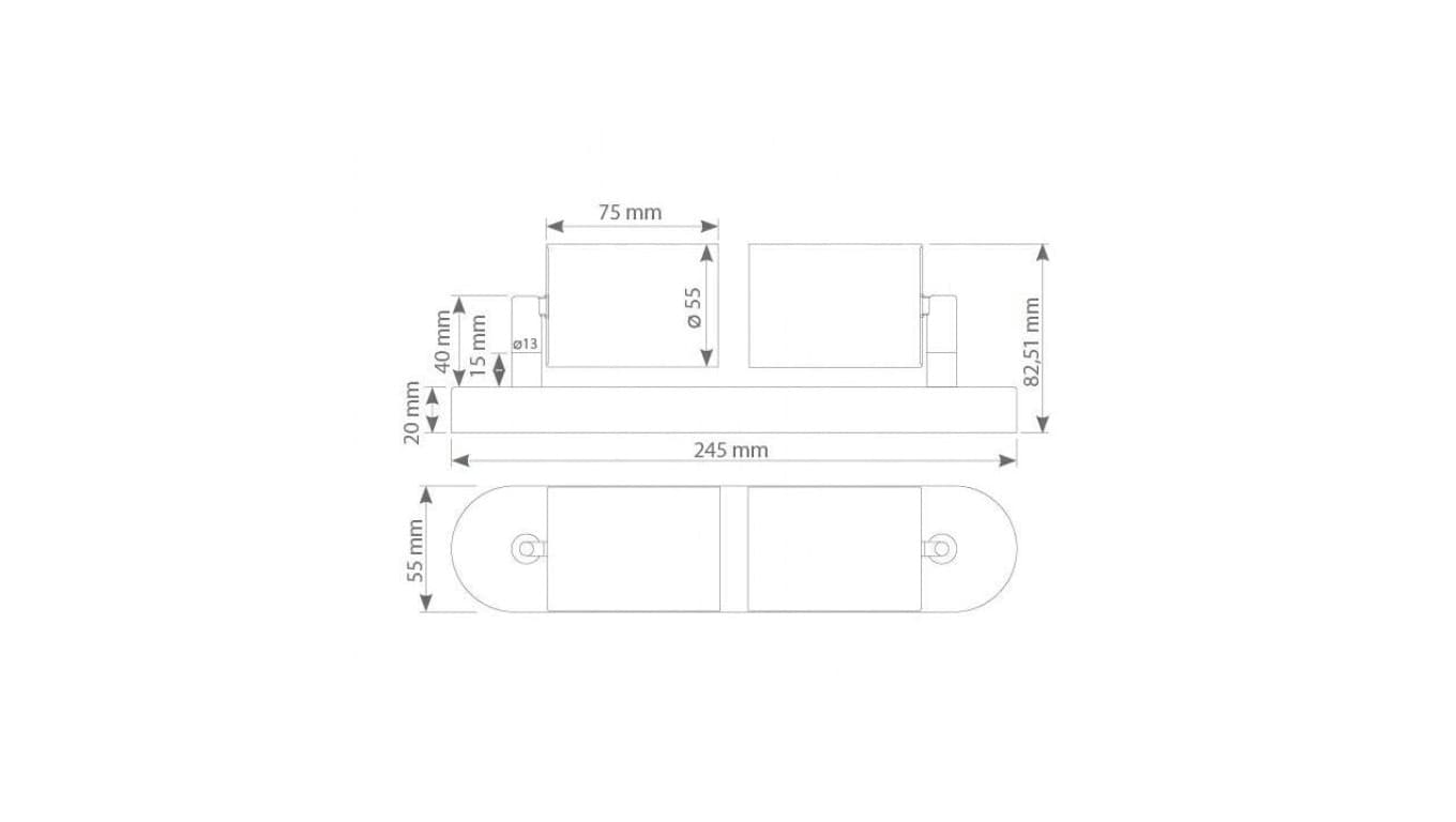 

Lampa Oprawa SIENA-ALU-B/S 2xgu10 czarna ze srebrnym przegubem