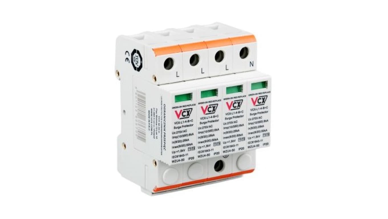 

Ogranicznik przepięć B+C Typ 1+2 4P 8kA 1,5kV 275V