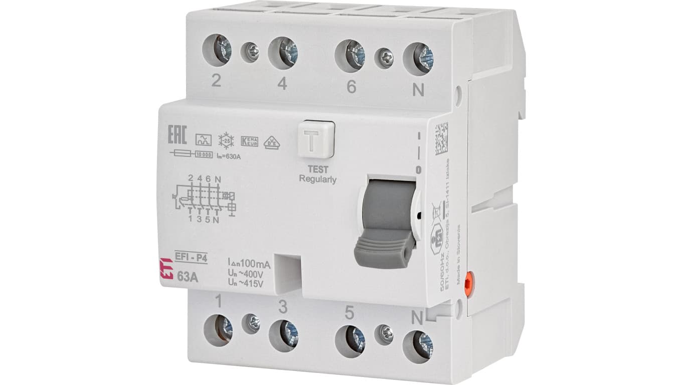 

Wyłącznik różnicowoprądowy 4P 63A 0,1A EFI-P4 A 63/0.1 002061523