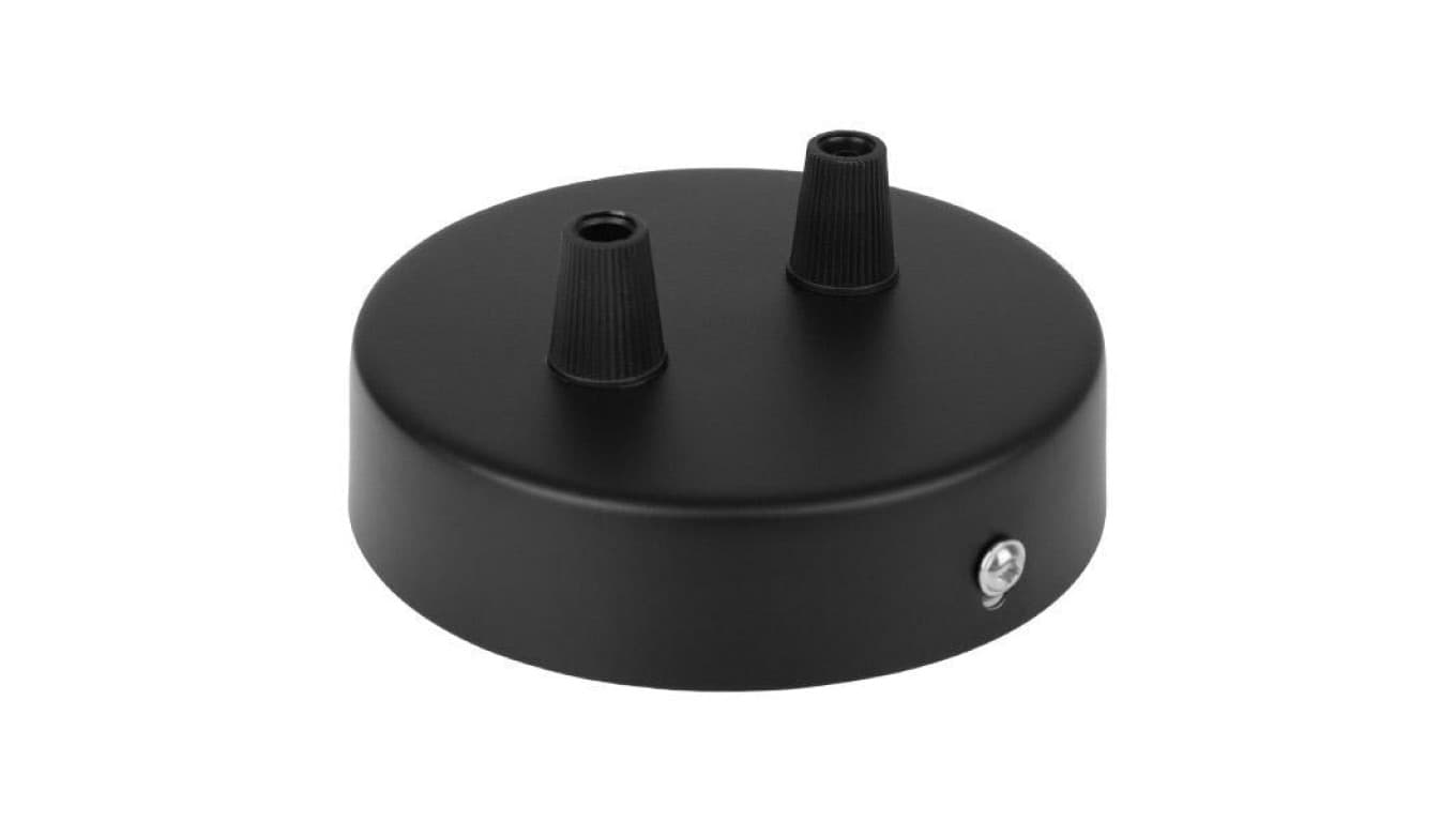 

Maskownica do sufitu 80x30mm podwójna czarna do kabla w oplocie i lamp podsufitka