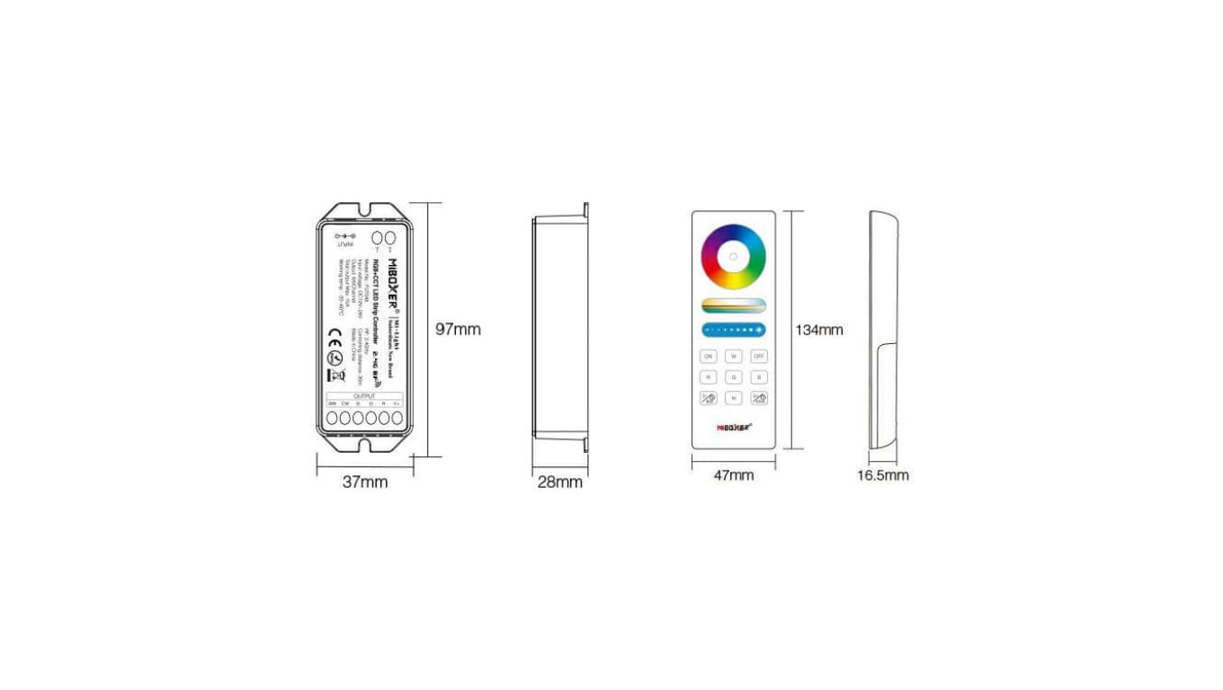 

Kontroler led RGB+CCT RF 15A 180W 12VDC/24VDC odbiornik + pilot dotykowy biały 2,4ghz Wireless fut045a