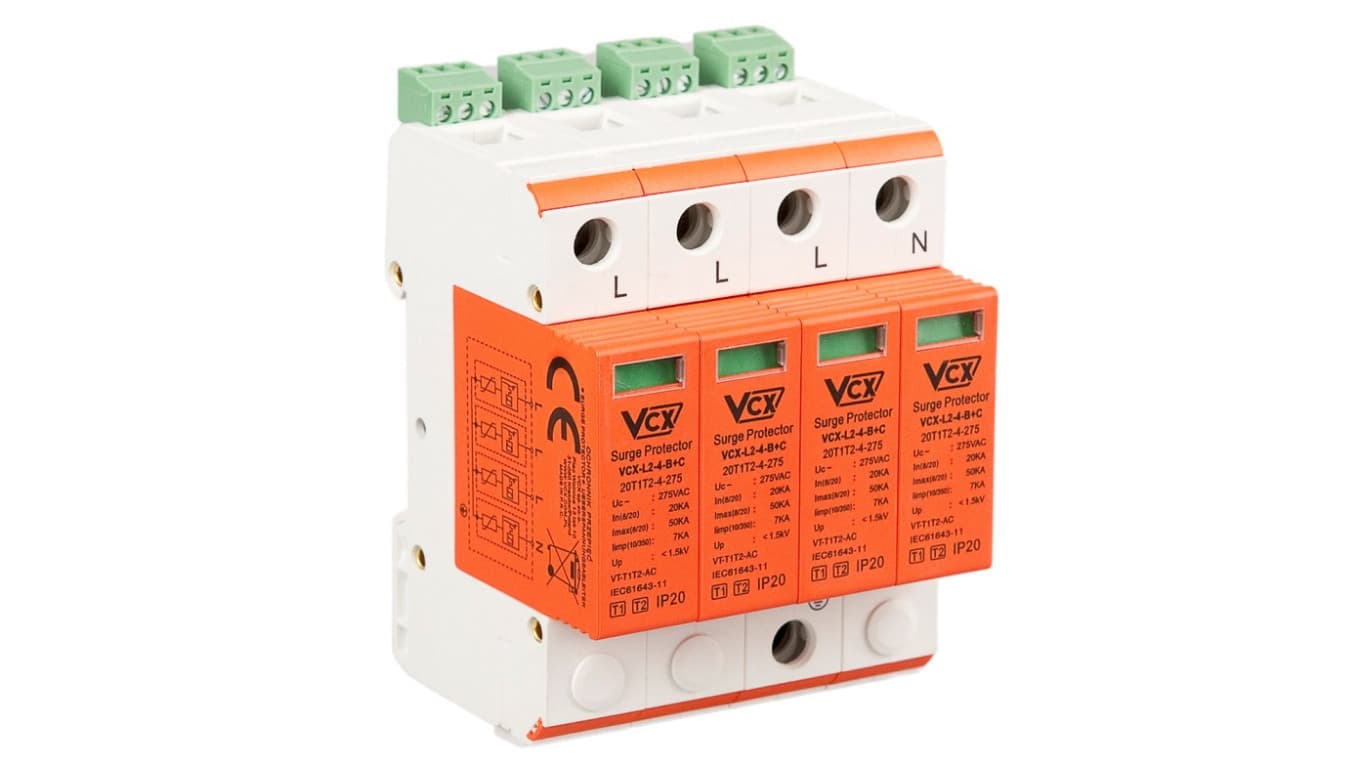 

Ogranicznik przepięć B+C 4P Typ 1+2 7kA 1,5kV ze stykiem pomocnicznym