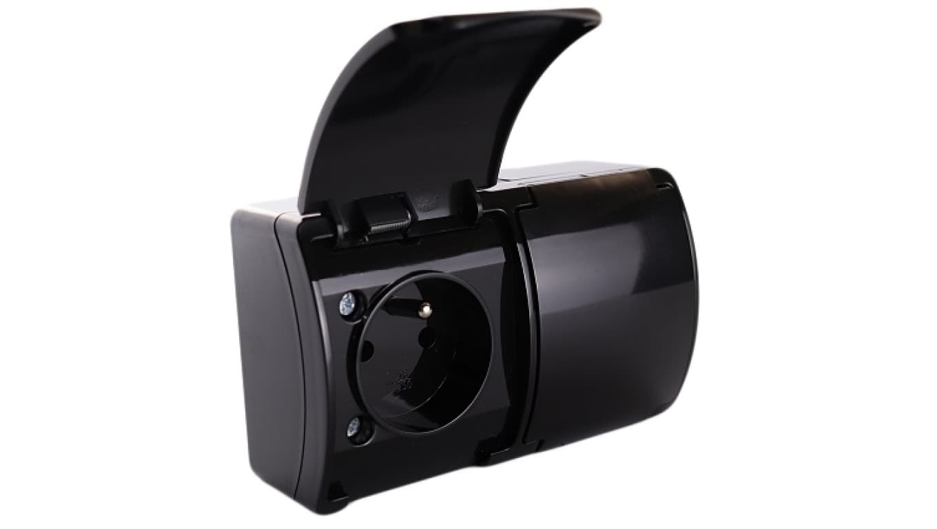 

VG-2 Koala Gn. podw. 2x2P+Z n/t IP44 czarne z klapką czarną (1LM)