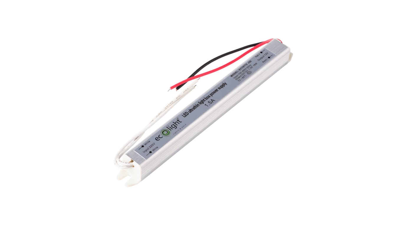 

Zasilacz LED meblowy ultra slim IP20 18W 12V 1,5A 170 x 18 x 17 mm EC79772