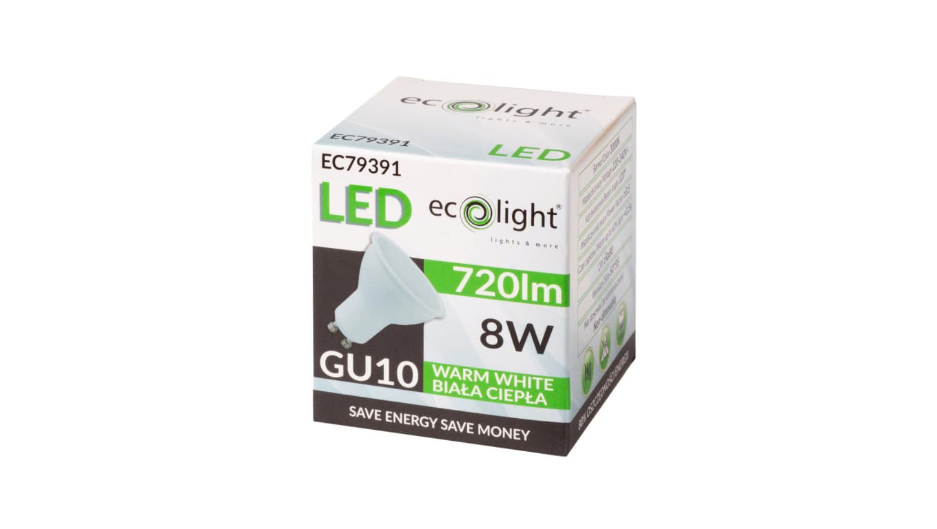 

Żarówka LED GU10 8W 720lm 3000K Barwa Ciepła 120 stopni EC79391