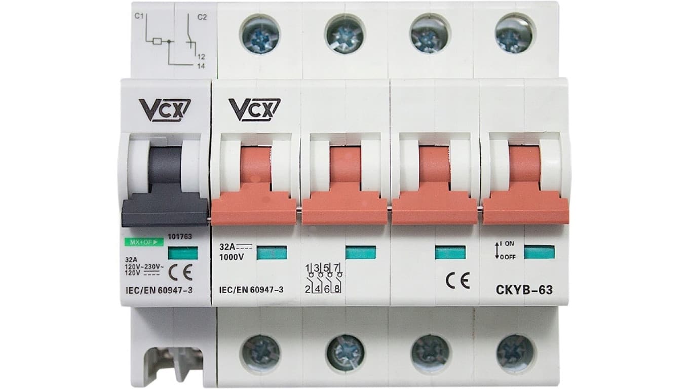 

Rozłącznik izolacyjny z wyzwalaczem wzrostowym 4P 32A 1000V DC VCX CYKB63+MX+OFF