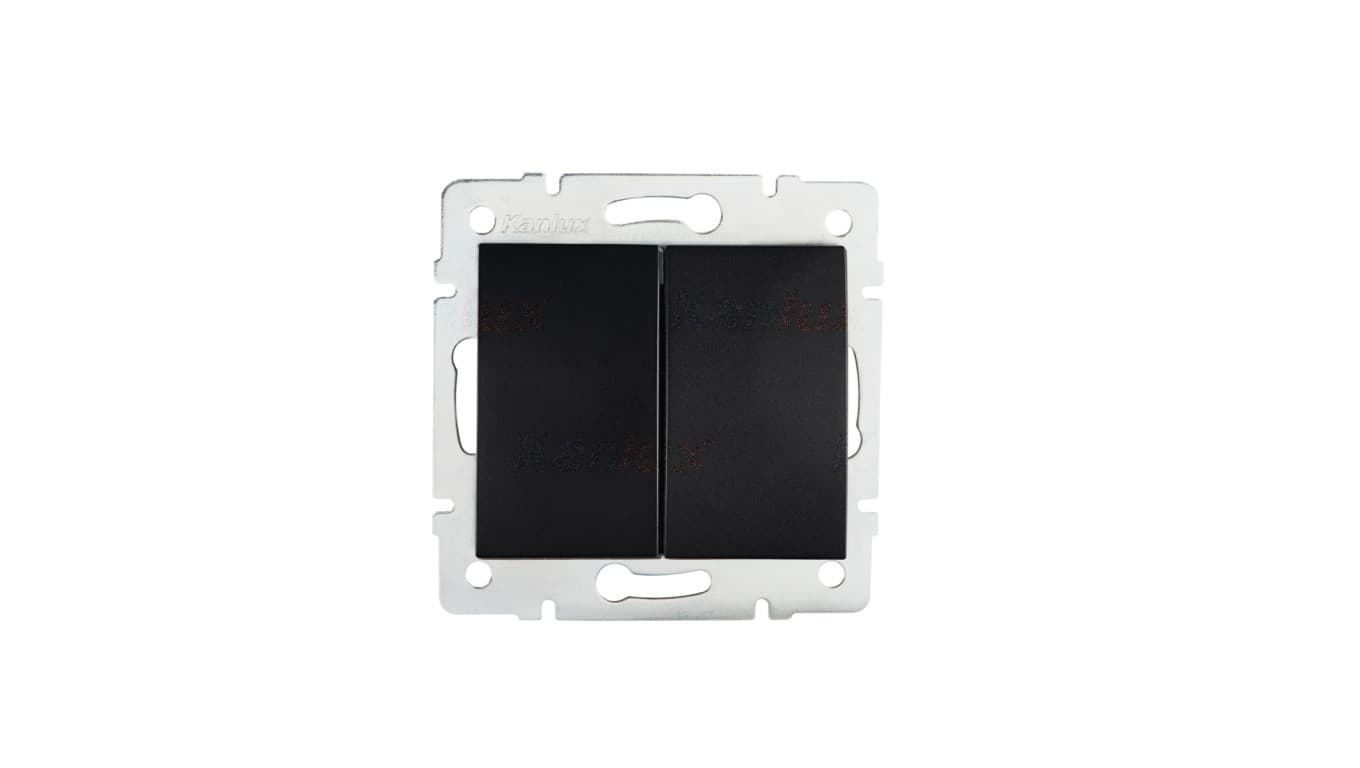 

LOGI Łącznik dwugrupowy świecznikowy 10AX 250V 021010142 czarny mat 33617