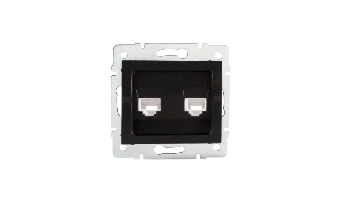 

LOGI Gniazdo komputerowe podwójne niezależne (2x RJ45Cat 6 Jack) 021420042 czarny mat 33595, 2x rj45cat 6 jack) 021420042 czarny mat 3359