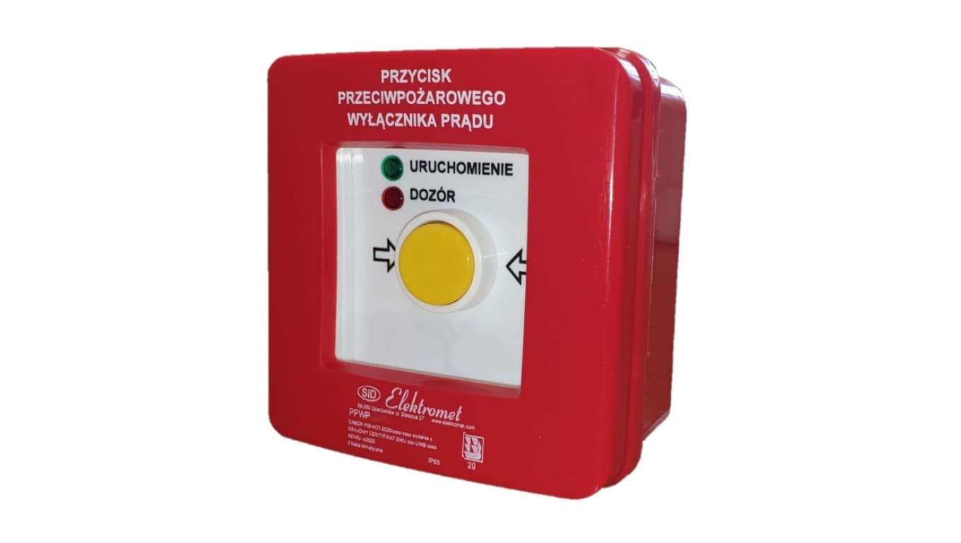 

Przycisk ppoż. n/t 2 tory prądowe NC 12A samoczynny diody czerw/ziel 230V AC/230V AC PPWP-3s A/4 904404