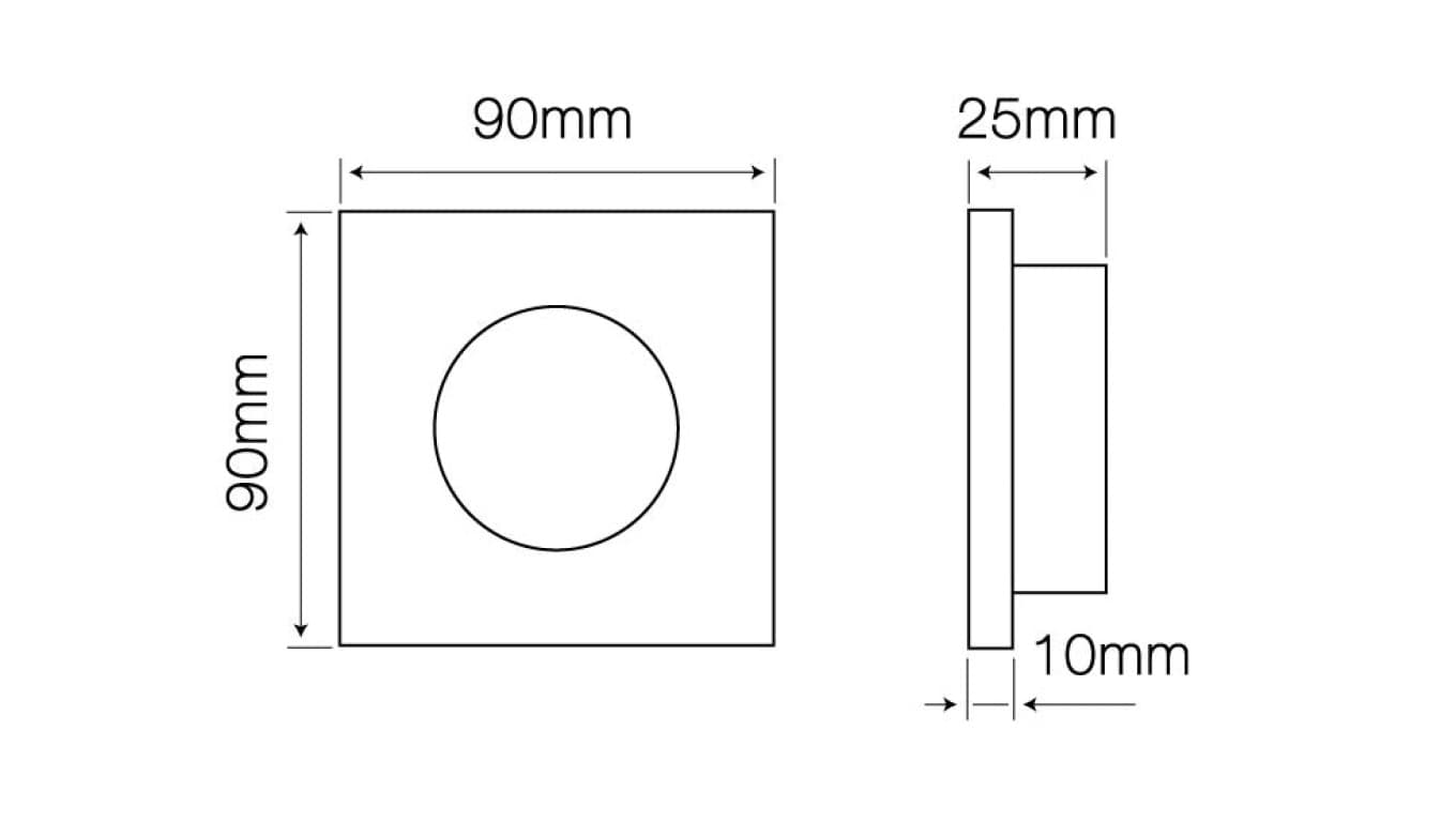 

Oprawa szklana kwadrat czarna 90x25x10mm(65mm) /246395/