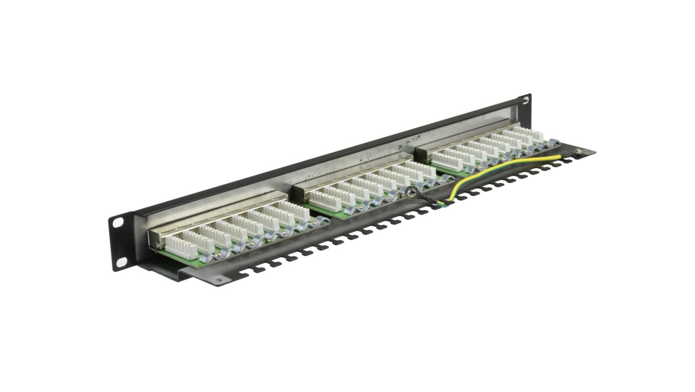 

Patch panel RACK 19 cali 1U kat.6 24p FTP z półką czarny NEKU